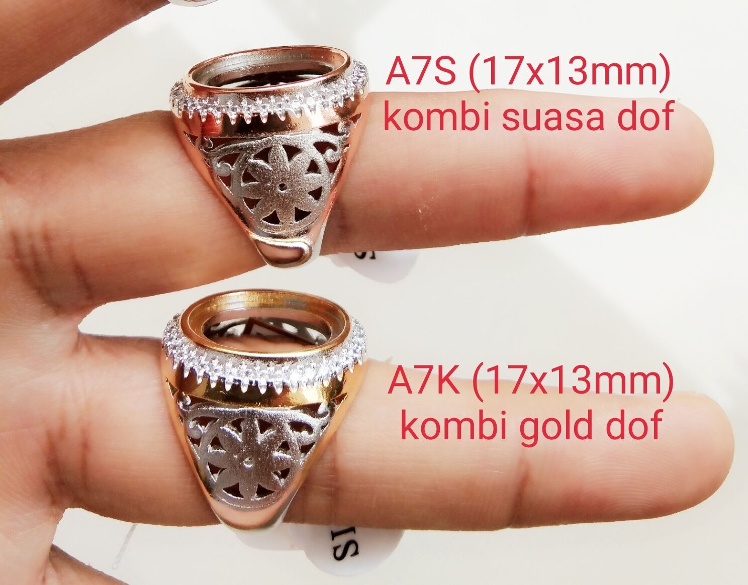 Ring Cincin Emban Alpaka Super Kombinasi Silver Gold Rose Gold