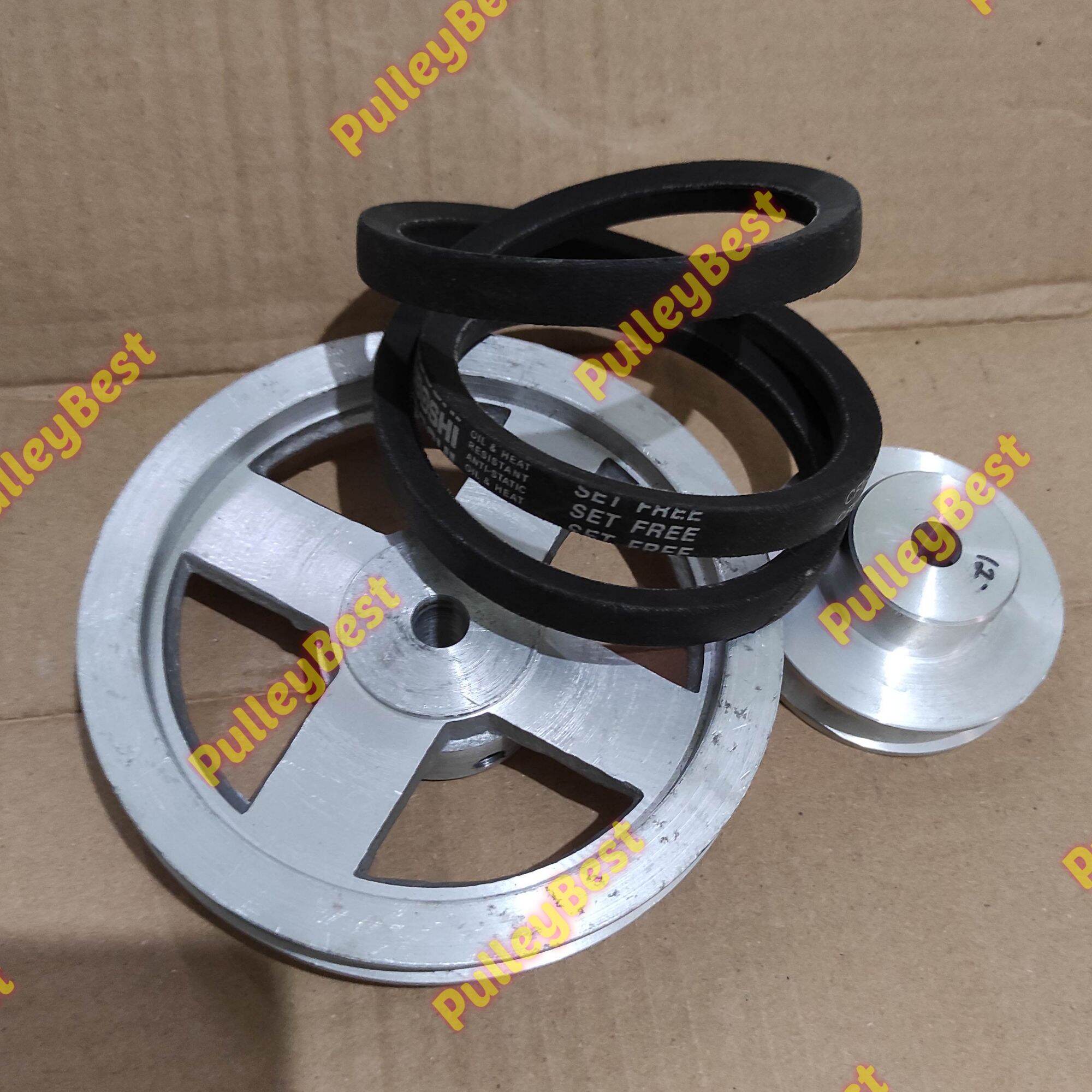 Paket pulley transmisi V belt / 6 inch 3 inch dan fanbelt (baca