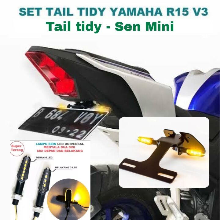 Tail Tidy Dudukan Plat Nomor R V V R M Plus Lampu Sen Sein Mini Led Bahan Besi Tebal