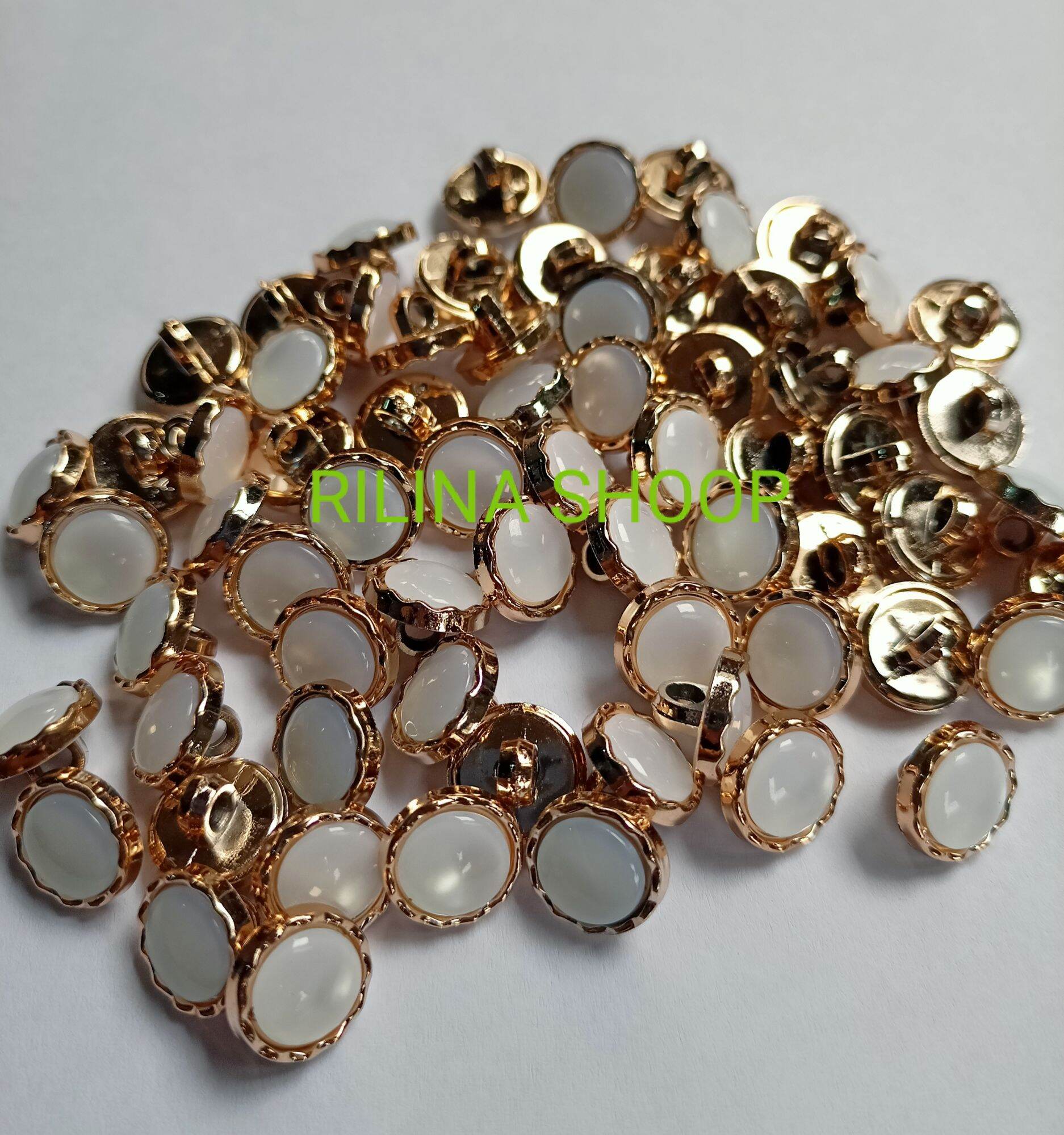 100 Pcs KANCING Baju JAMUR DATAR LIST GRIGI BUNGA GOLD SILVER