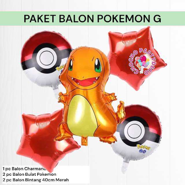 Paket Balon POKEMON G Dekorasi Ulang Tahun Pokemon Pikachu Squirtle Ivysaur Charmander