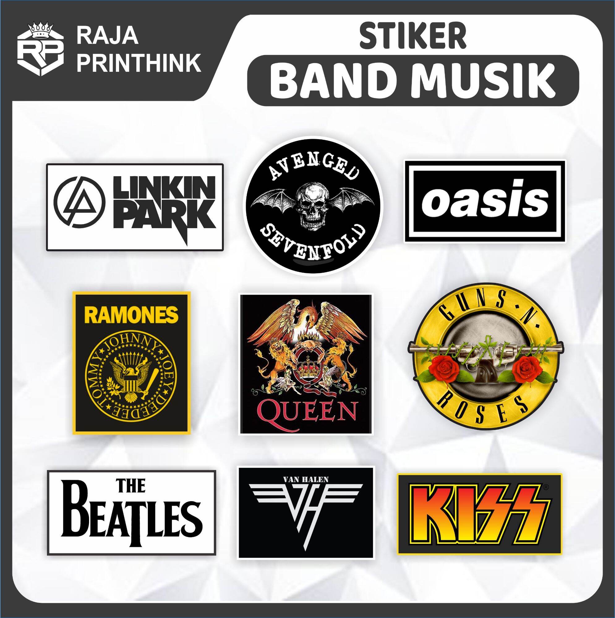 Sticker Stiker Logo Band Musik Metal Linkin Park Avenged OASIS Ramones ...