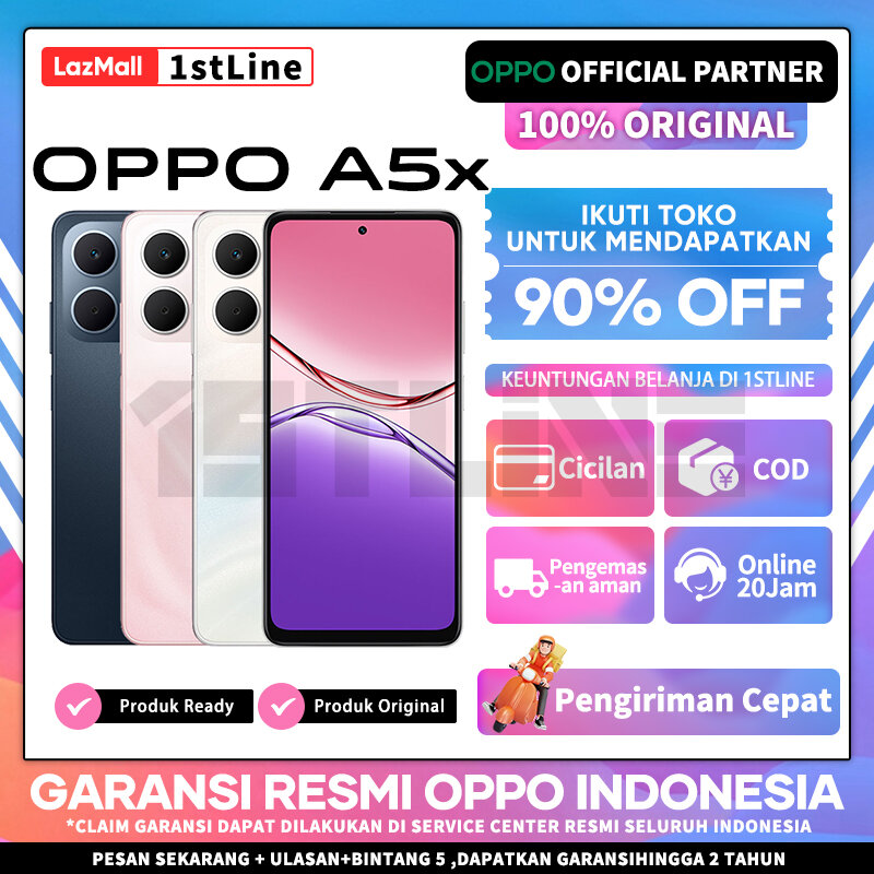 Oppo A5X 4/128GB 6/128GB - 6000mAh battery 45W supervooc, Oppo Indonesia official warranty Giá 1,899,000 Đồng*Miễn phí vận chuyển