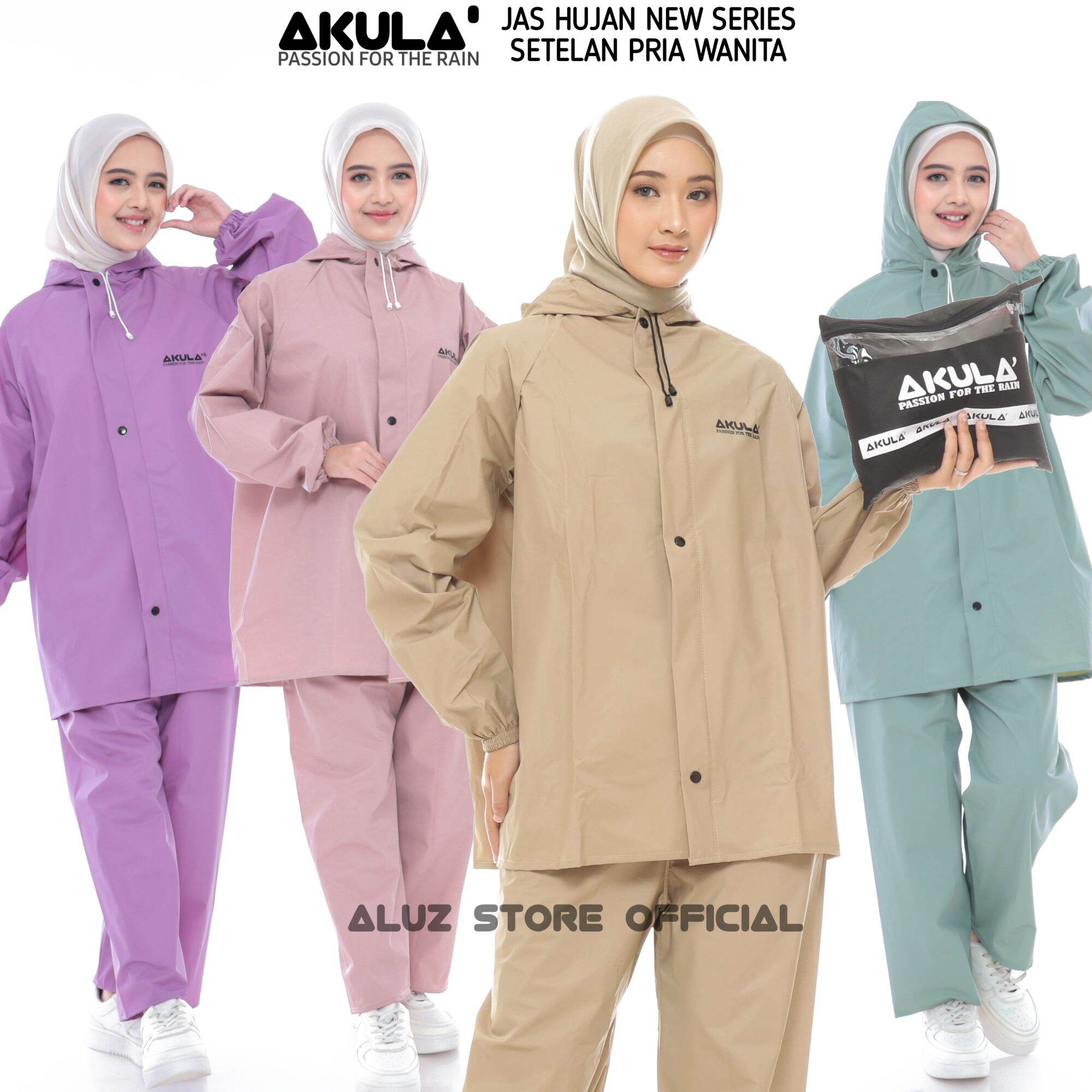 Akula raincoat men women adult suit PVC material thick strong anti-congestion Harga 78,320 rupiah*Gratis Ongkir