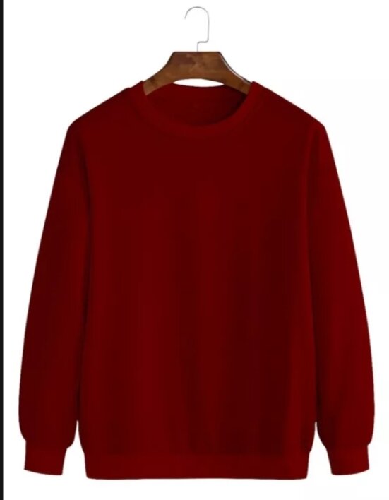 Sweater Crewneck Polos Merah Maroon Fleece Long Sleeve Pull Over