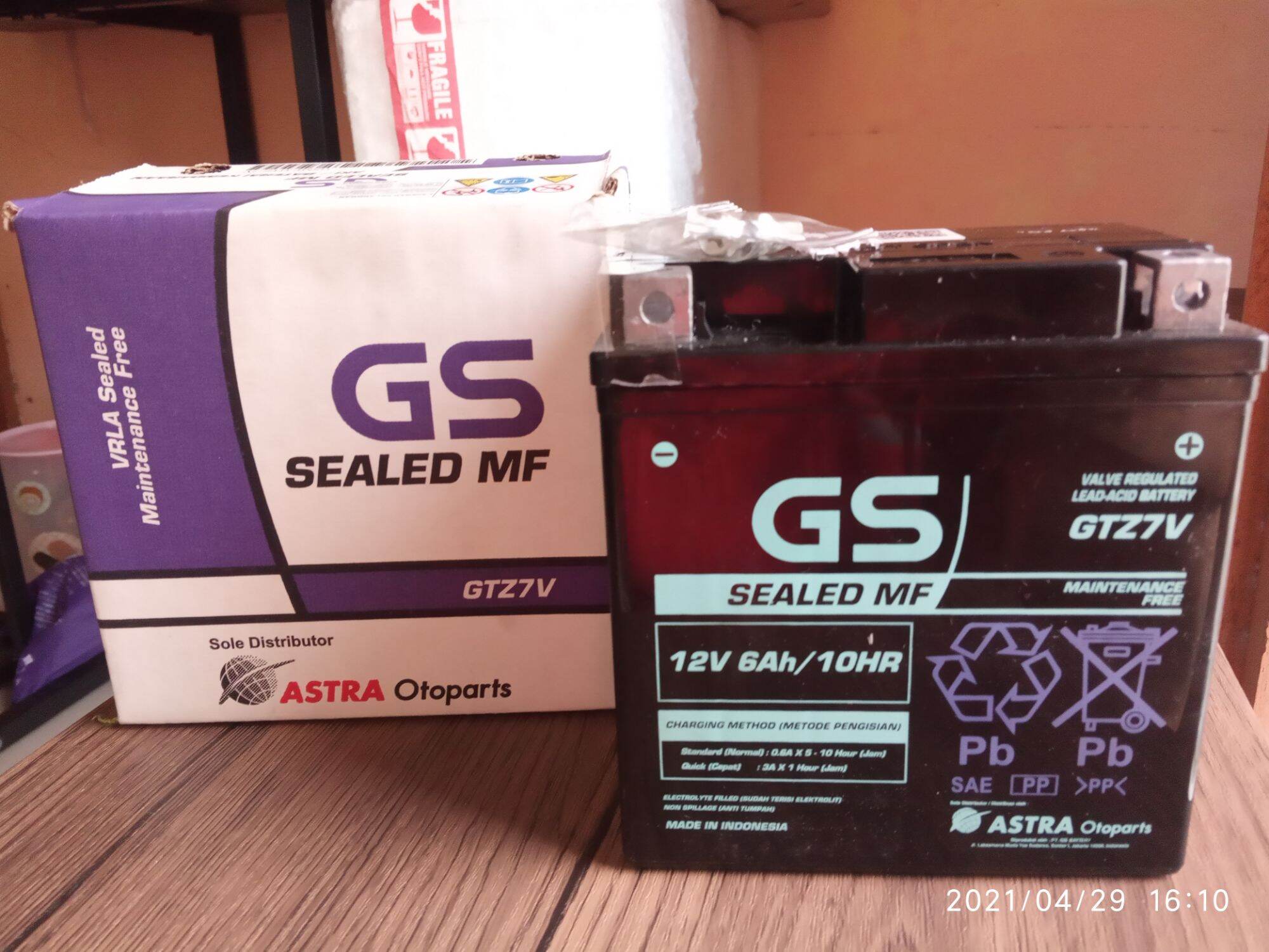 Aki motor GS Astra GTZ7V untuk Yamaha Nmax Aerox trg 12 volt 6 Ah aki