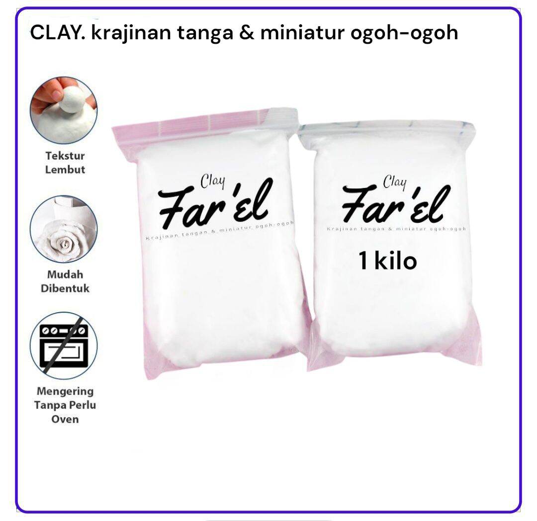 DAS Modelling Clay 1000 GR / Tanah Liat 1 KG White / Terracotta. DAS Tanah Liat Prakarya 500-1000G Das Modeling Material Clay Kering Tanpa Oven .clay farel kerajinan tangan & miniatur ogoh-ogoh. clay farel