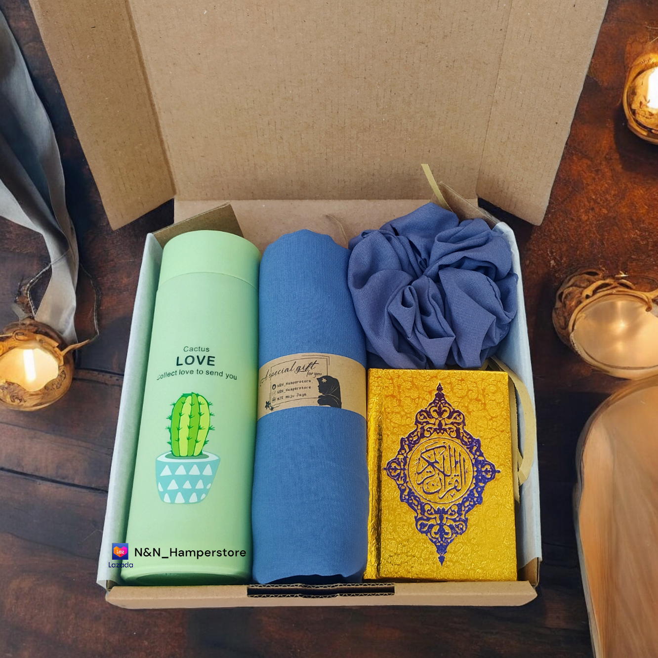 Hampers kado muslimah isi Al-Qur'an dan kerudung untuk cewek ulang tahun/wisuda/pernikahan/hadiah