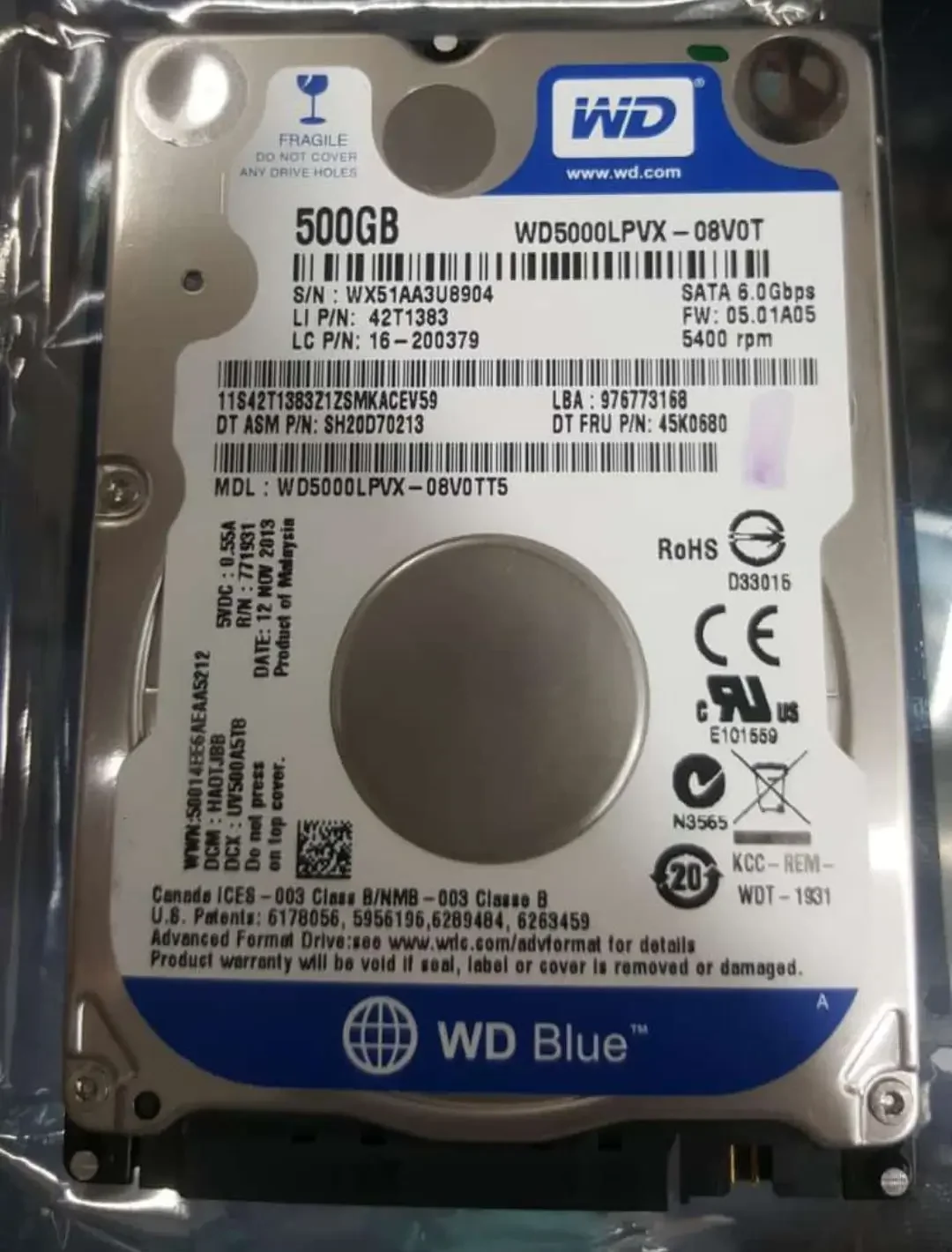 HARDDISK INTERNAL WD BLUE 500GB HDD SATA 2.5" FOR LAPTOP