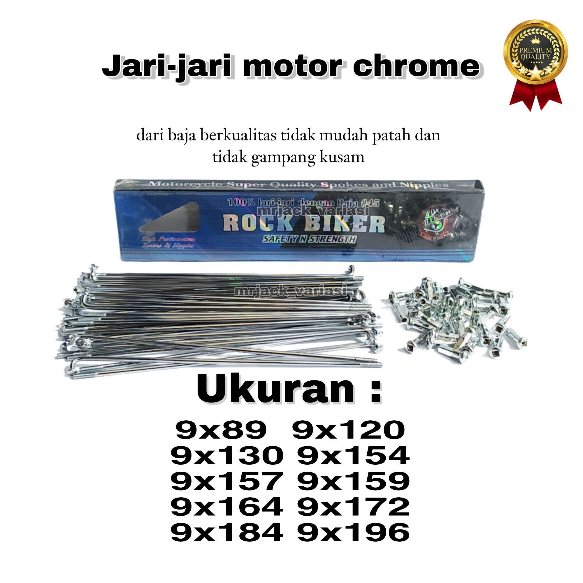 Jari Jari Jeruji Ruji Motor Rock Biker Chrome Berbagai Ukuran 9x89