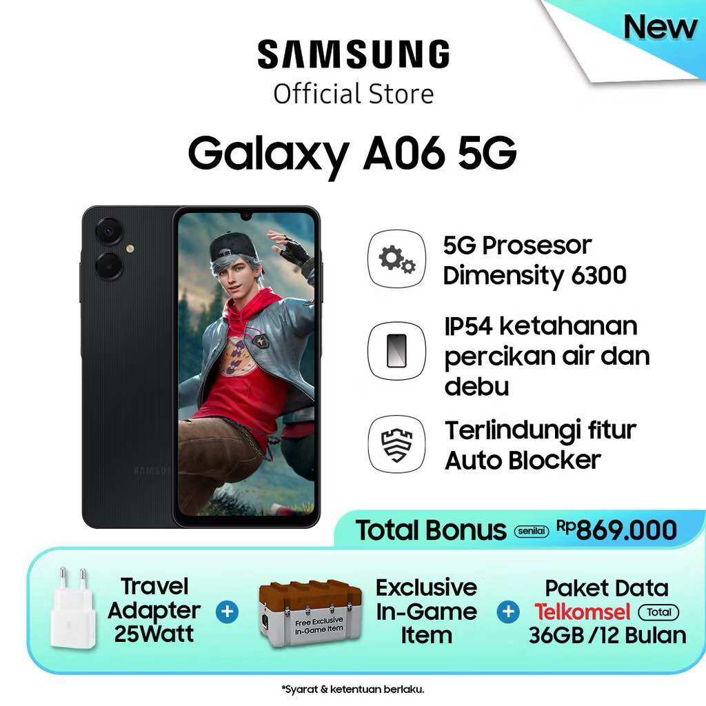 Samsung Galaxy A06 5g 6/128Gb - Black Harga 850,000 rupiah*Gratis Ongkir