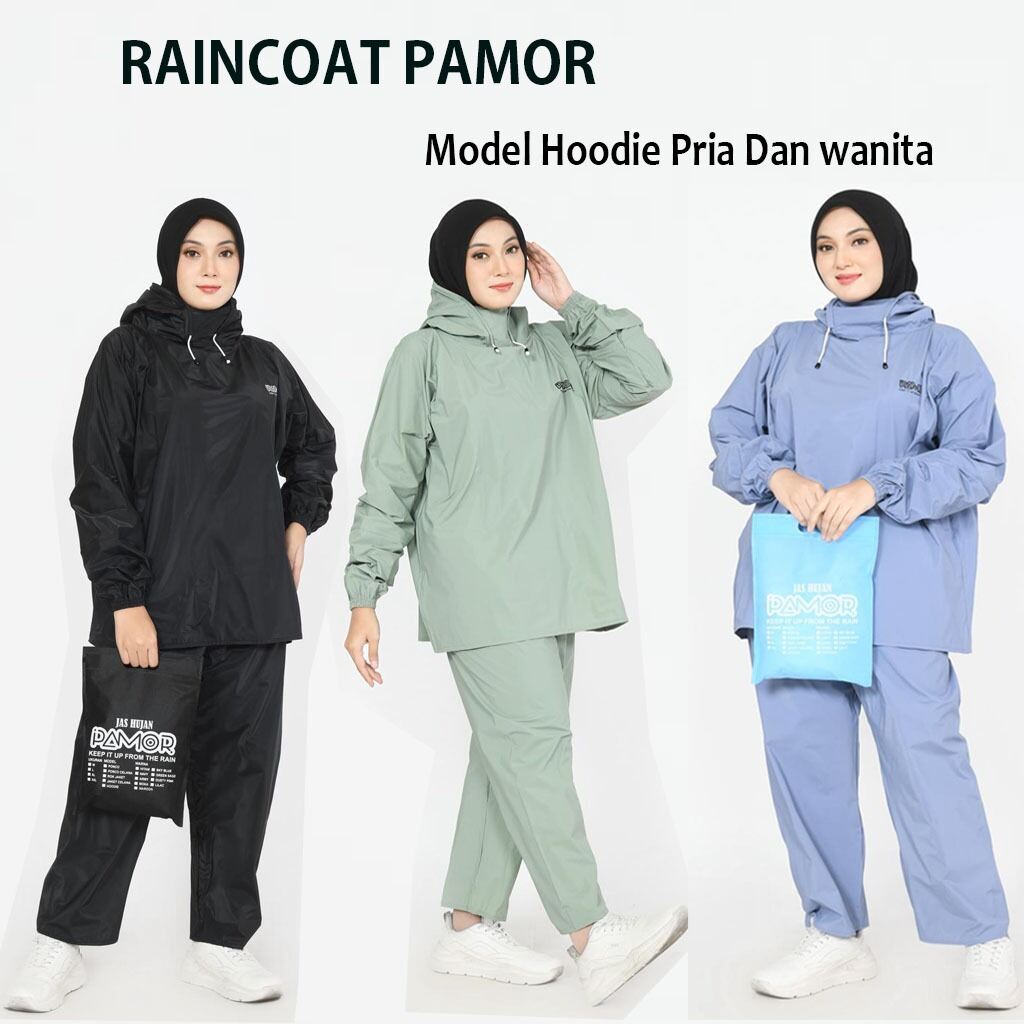 Newest Raincoat Hoodie Raincoat for Men Women Waterproof Pvc Material by Pamor Harga 63,700 rupiah*Gratis Ongkir