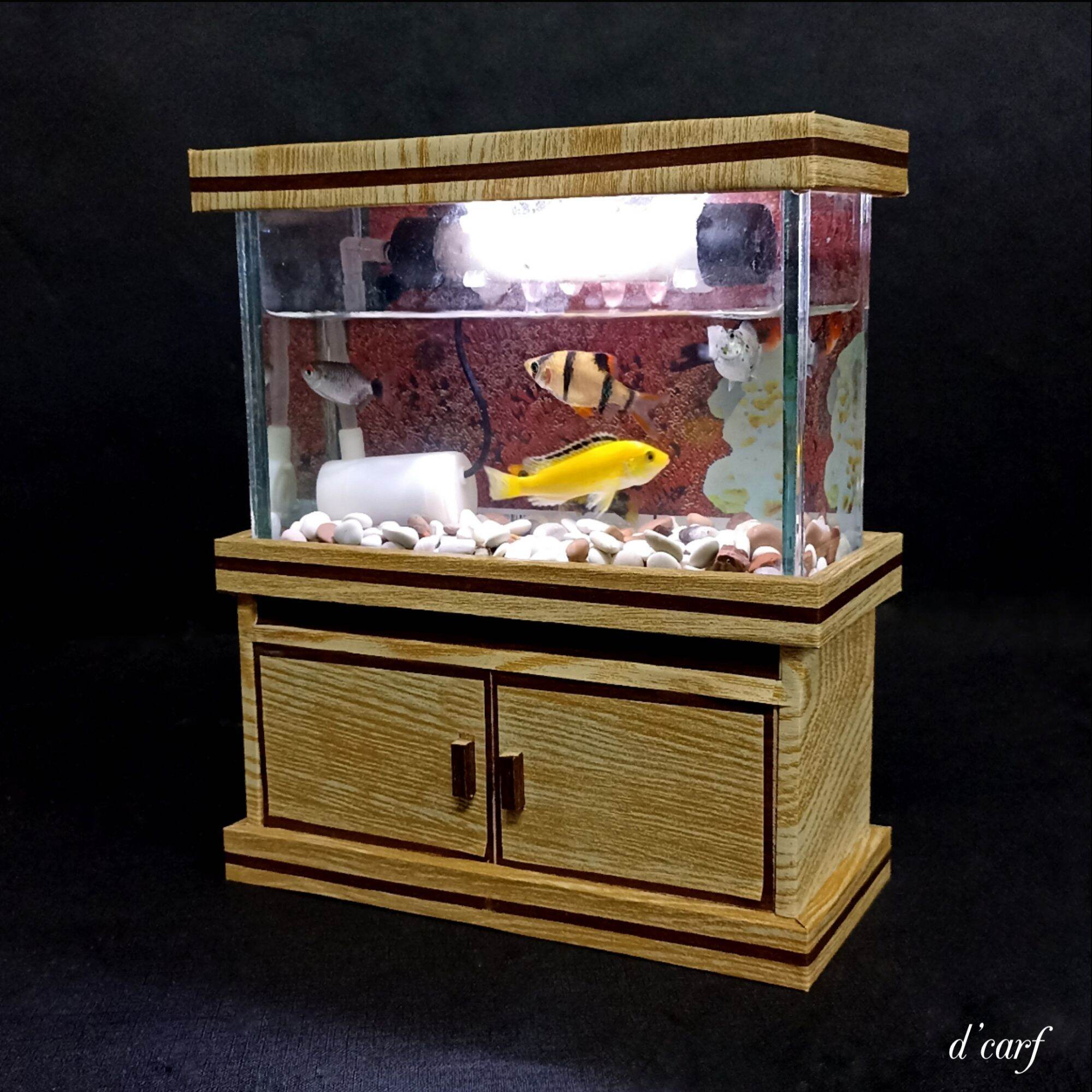 AQUARIUM FULLSET Lampu Led, batu aquarium/pasir aquarium, Stiker