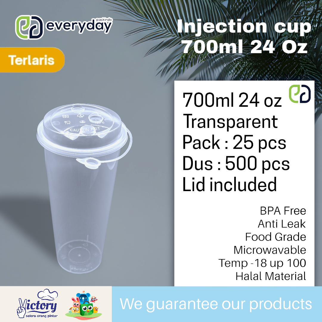 Pp Cup Injection 24 Oz 700ml Gelas Plastik Boba Isi 25 Pcs Lazada Indonesia 2970