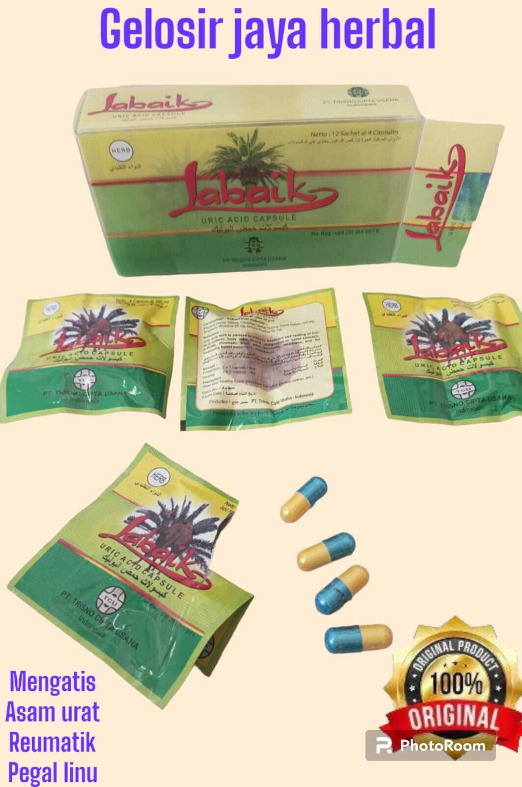 Labaik Kapsul Herbal Tradisional Original Mengatasi Asam Urat Reumatik