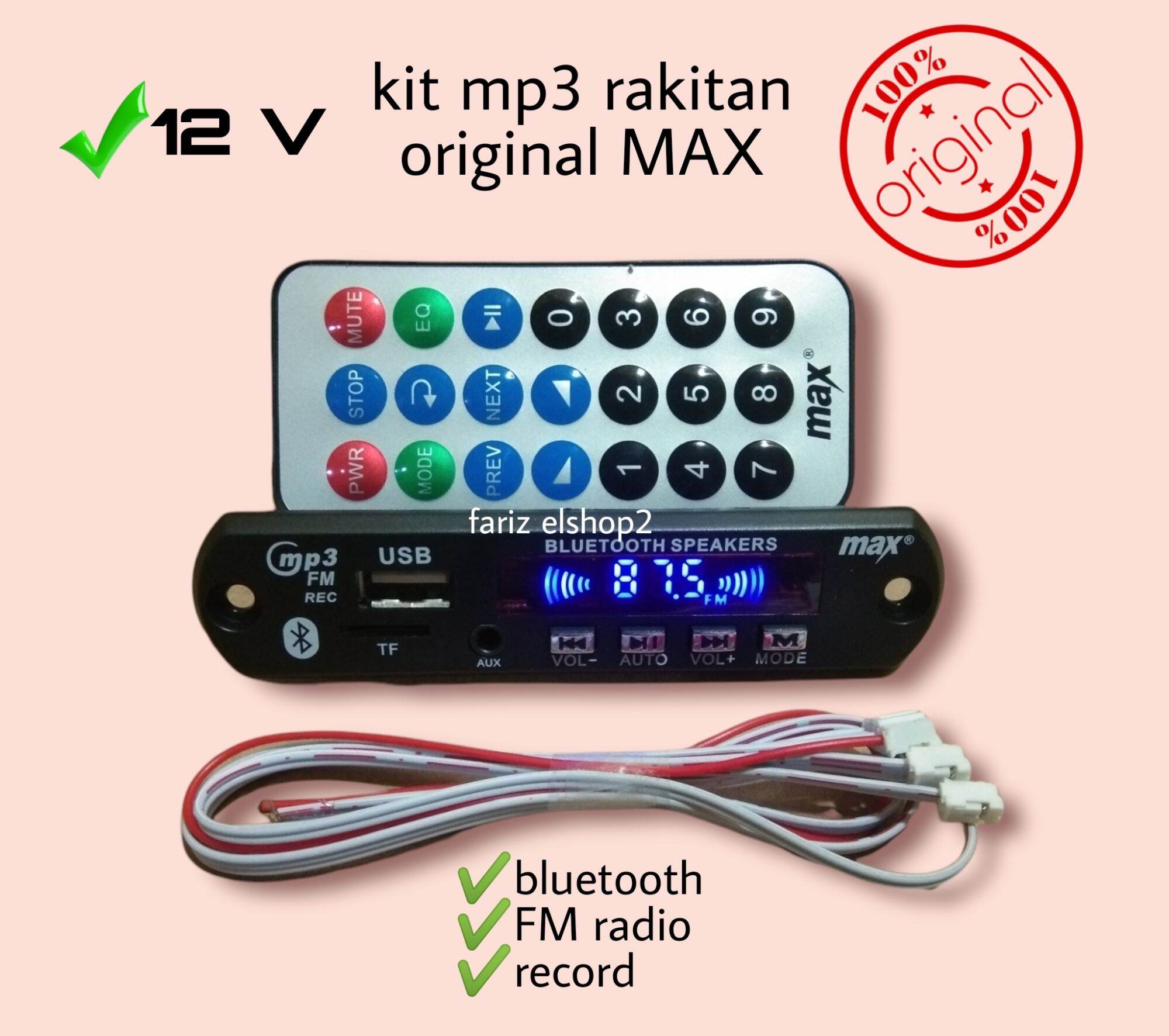 KIT MP3 RAKITAN ORIGINAL MAX 12 VOLT BISA RECORD BLUETOOTH FM RADIO