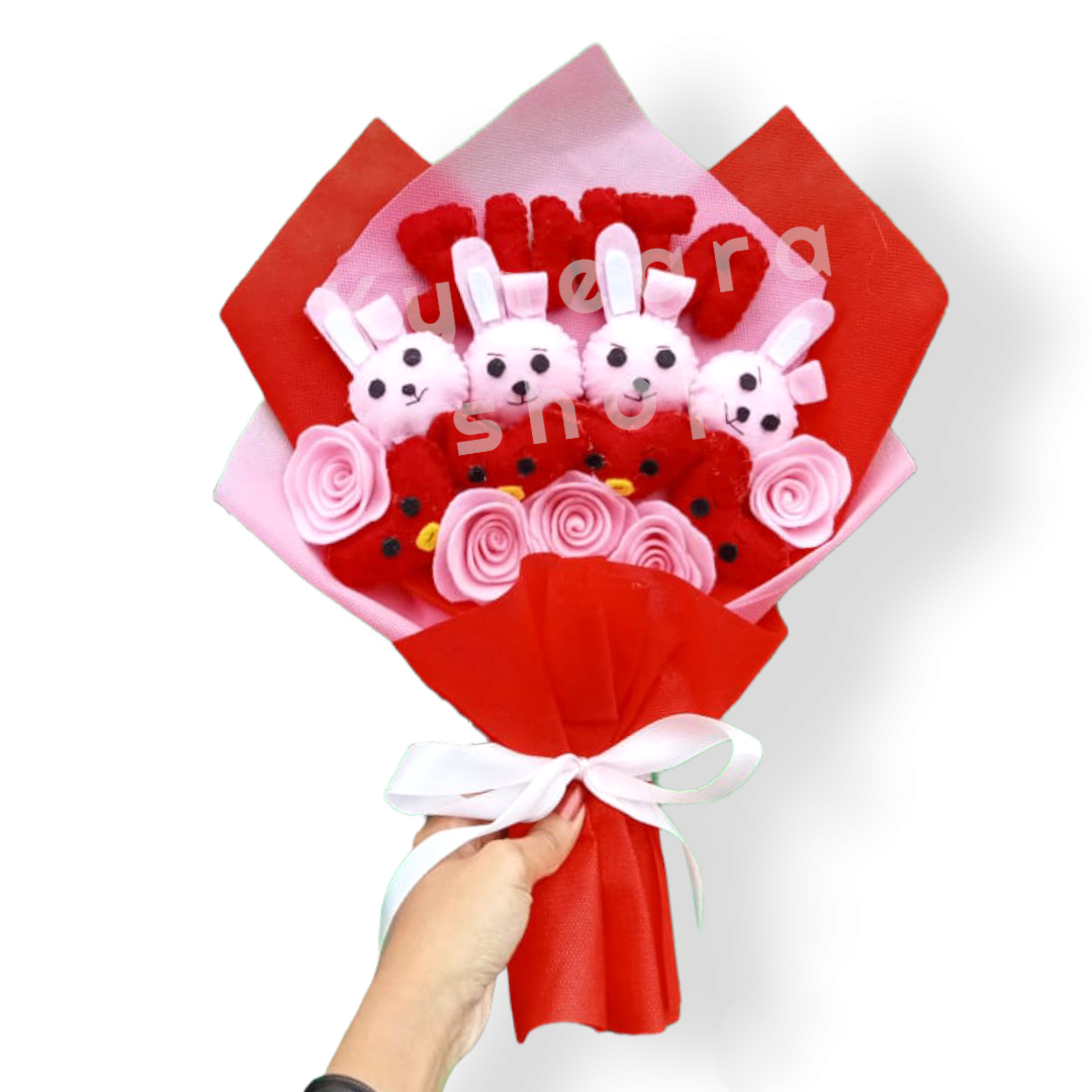 wisuda Bouquet of Red and Pink Teddy Bears with White Ribbons for wisuda hadiah or Children's Birthdays