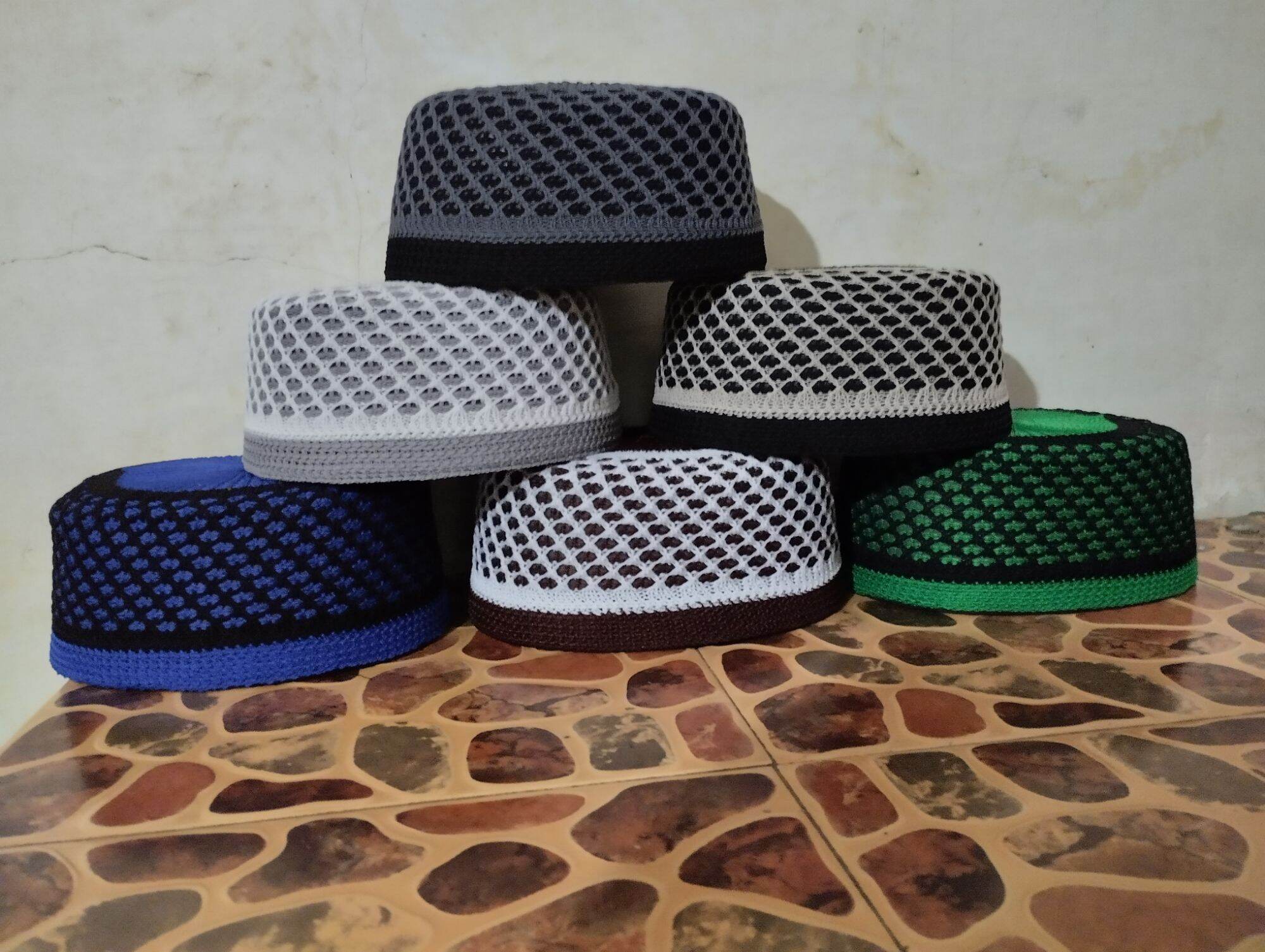Package One Kodi (20 Pcs) Adult Oval Knitted Peci Kopyah Souvenir for Hajj Umrah Tahlil