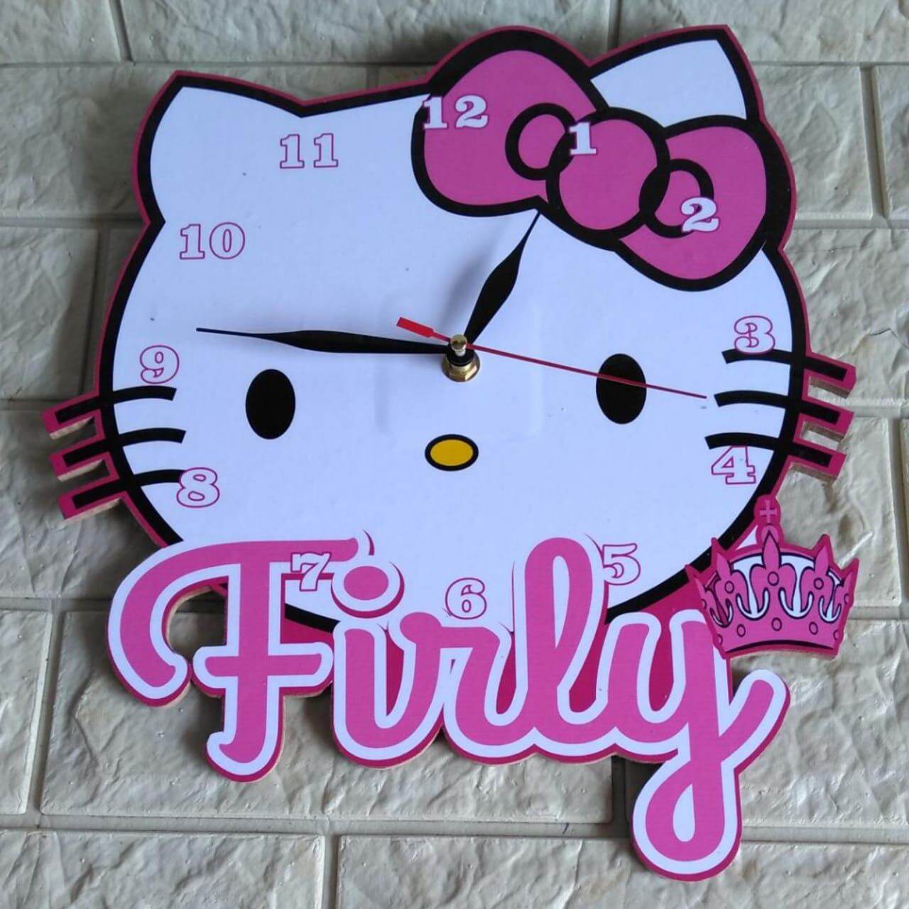 Jam dinding nama karakter hello Kitty hadiah kado hadiah custom ultah ulang tahun anak wisuda wisuda l…