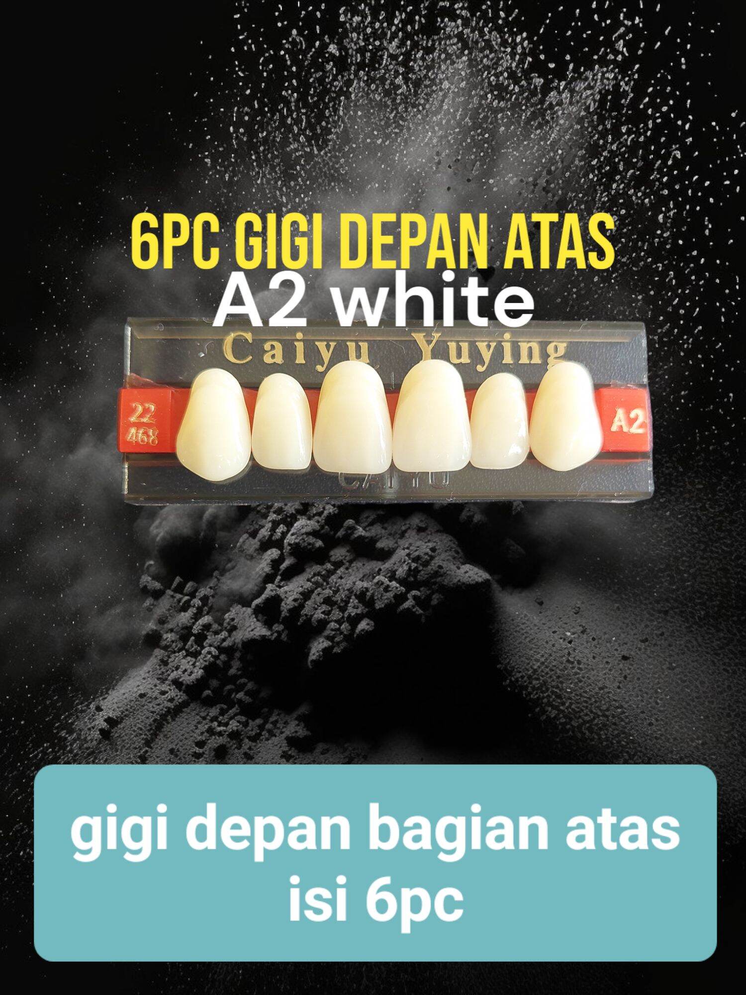 Gigi Tiruan Bagian depan Atas Warna A2 Putih Bersih 1strip isi 6pc gigi