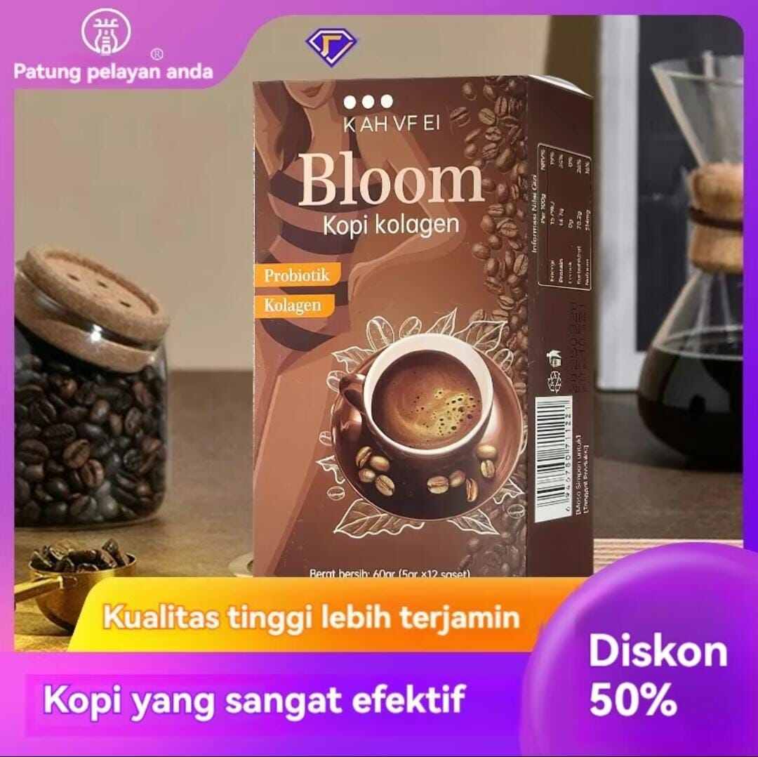 Bloom Kopi Collagen, Kopi Hitam dengan L-Carnitine Enzim White Kidney ...