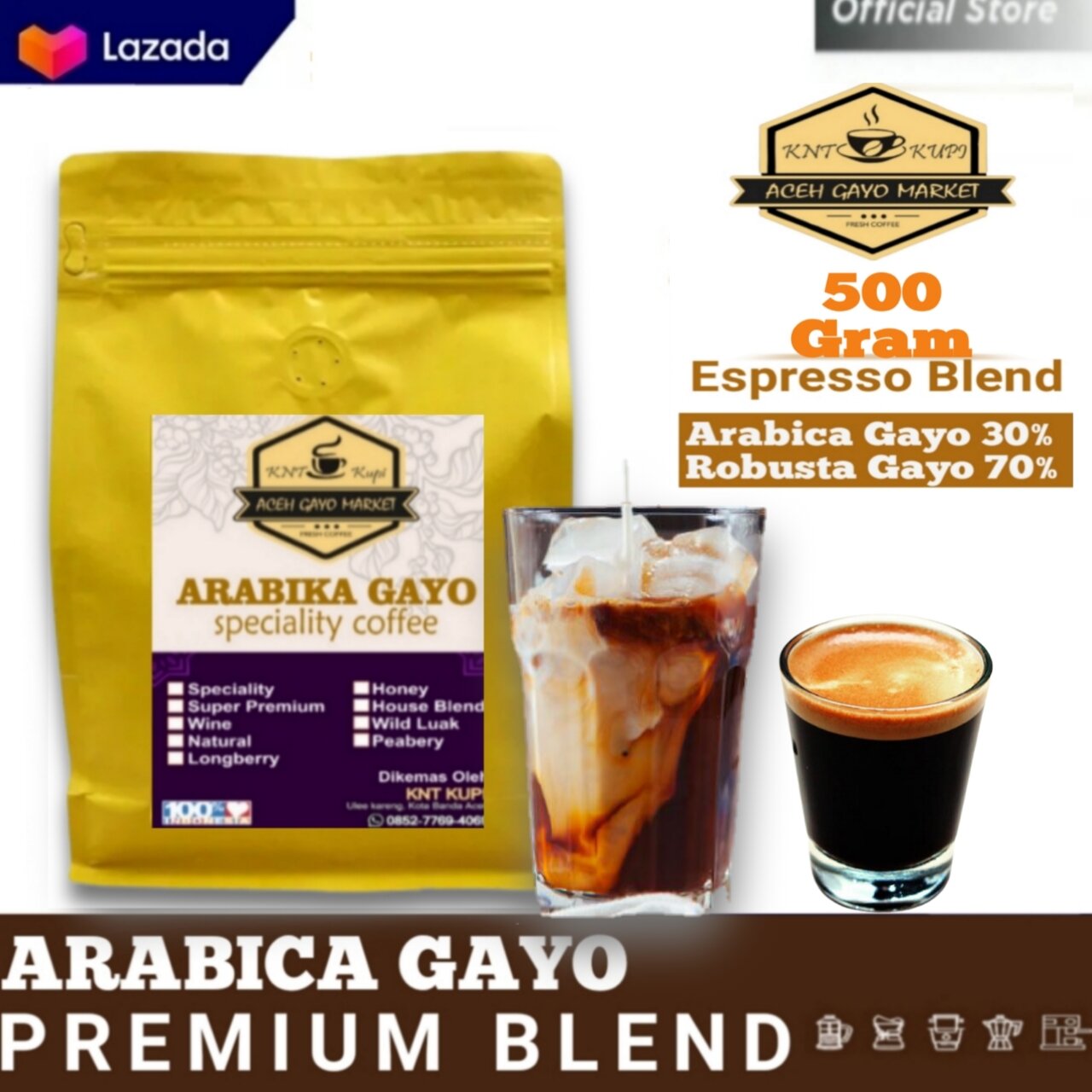 Arabica Coffee Powder Gayo Aceh Espresso Blend 500Gram Premium Arabica Special to the Aceh Gayo Market.