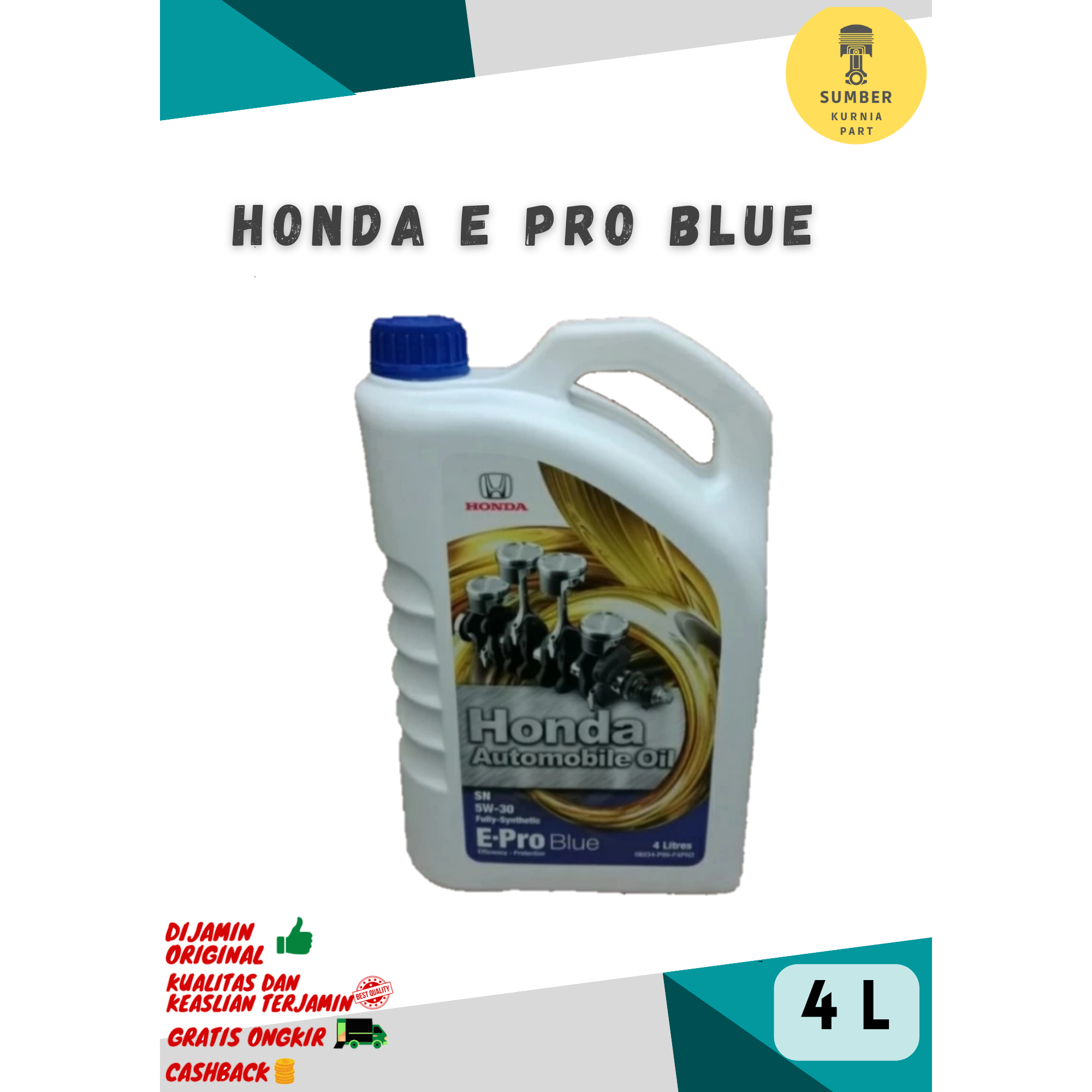 Oli honda E Pro Blue SN GF5 5W-30 Original 4L Full synthetic | Lazada ...