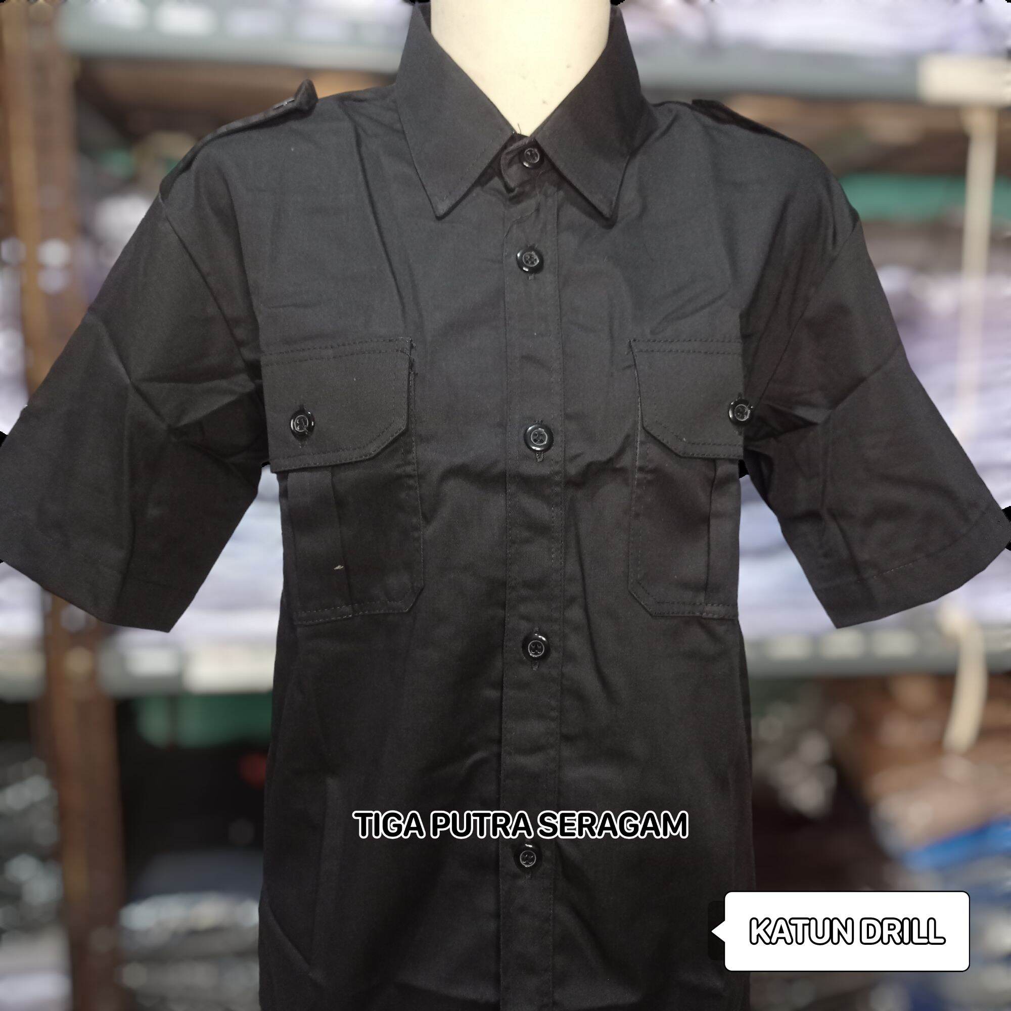 Kemeja PDH PDL Hitam Lengan Pendek Kemeja Casual Bahan Katun