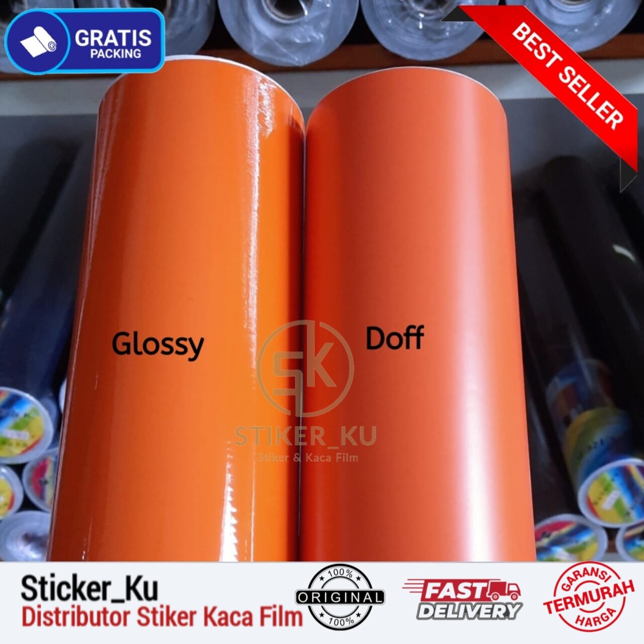 Sticker Scotlite Warna Oren Lebar 45cm Harga 8,850 rupiah*Gratis Ongkir