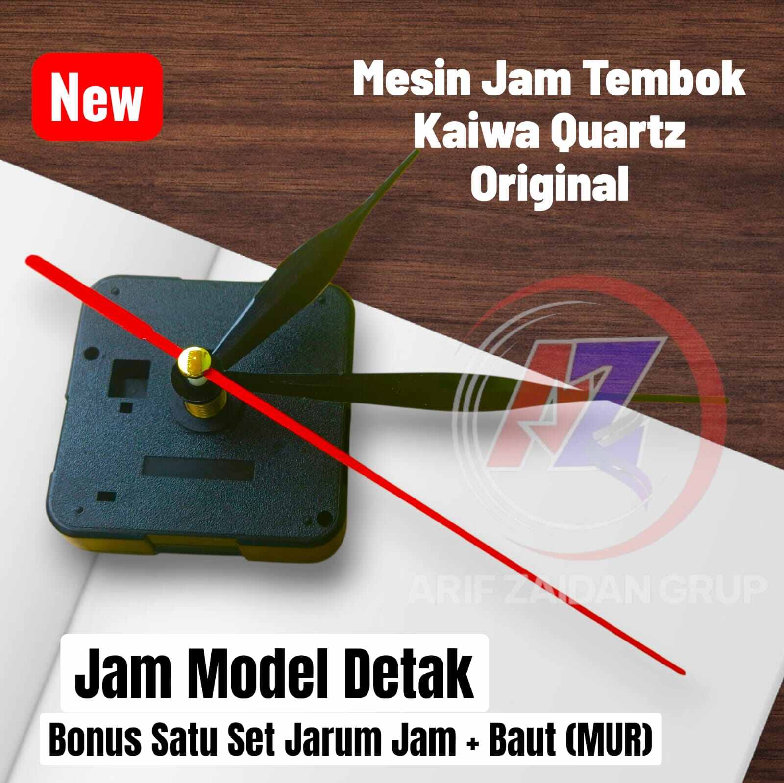Mesin Jam Tembok Kaiwa Quartz Original Jam Model Detak Bonus Satu Set Jarum Jam Baut (MUR)