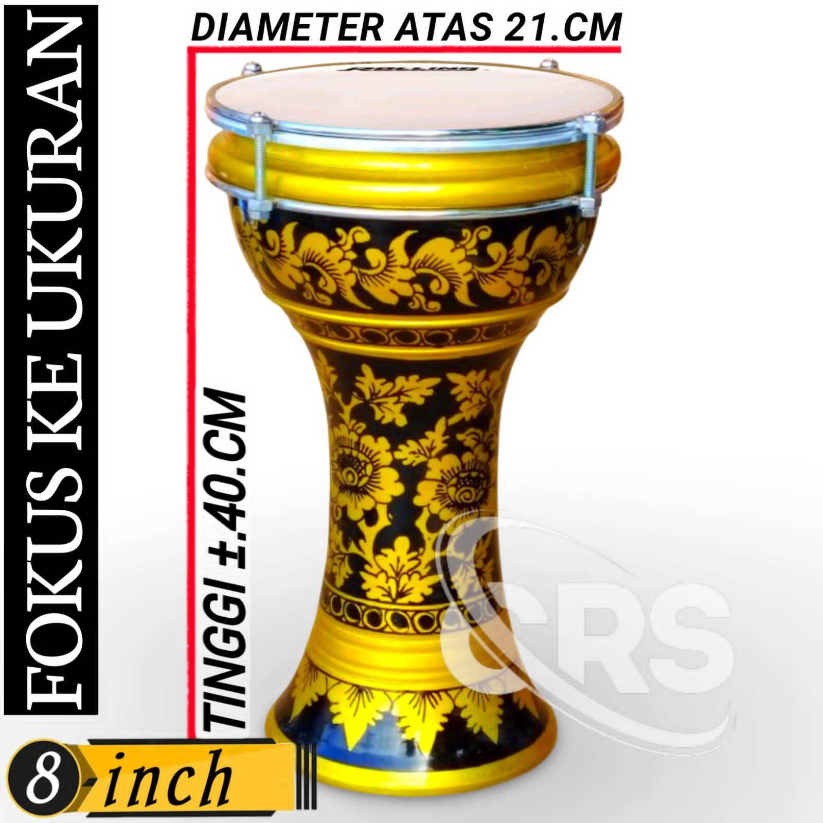 Dumbuk Pinggang Darbuka kayu 6 & 8 inch Gold Hitam Mika Hitam Atau Putih