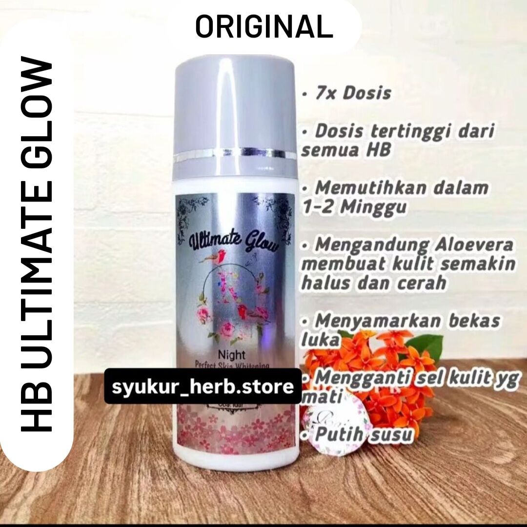 HB ultimate glow body whitening 7x extra glowing dosage Harga  150,400 rupiah*Gratis Ongkir