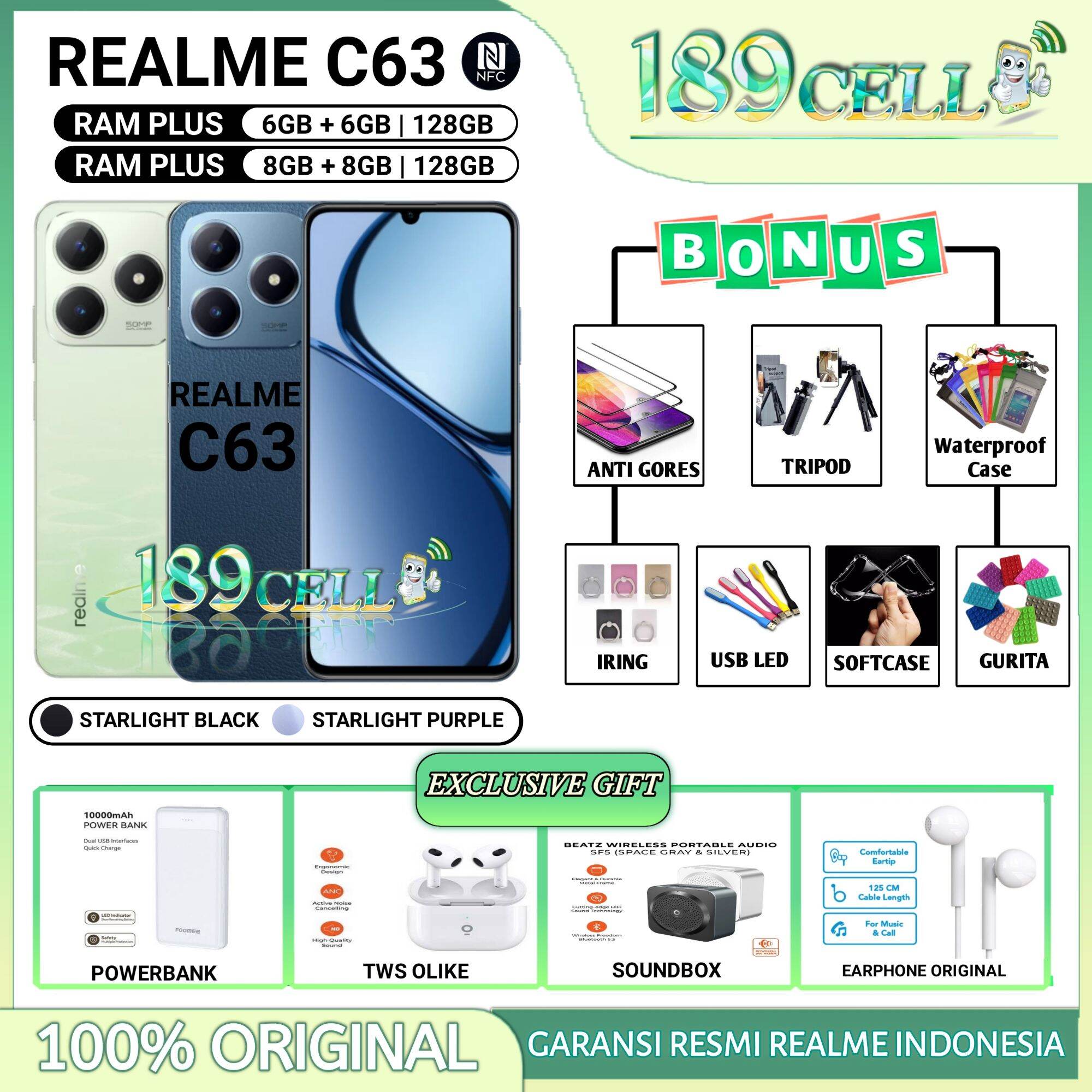 REALME C63 RAM 8/128 GB | REALME C 63 RAM 6/128 GB GARANSI RESMI REALME INDONESIA