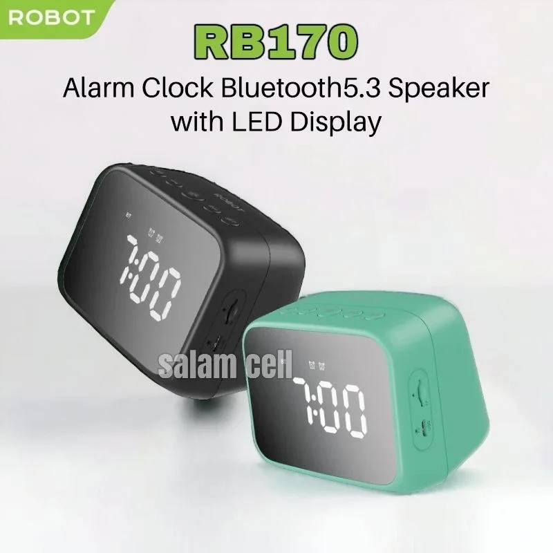 Robot Rb170 Speaker Bluetooth ROBOT RB170 Alarm Clock Bluetooth5.3 Speaker with LED ...
