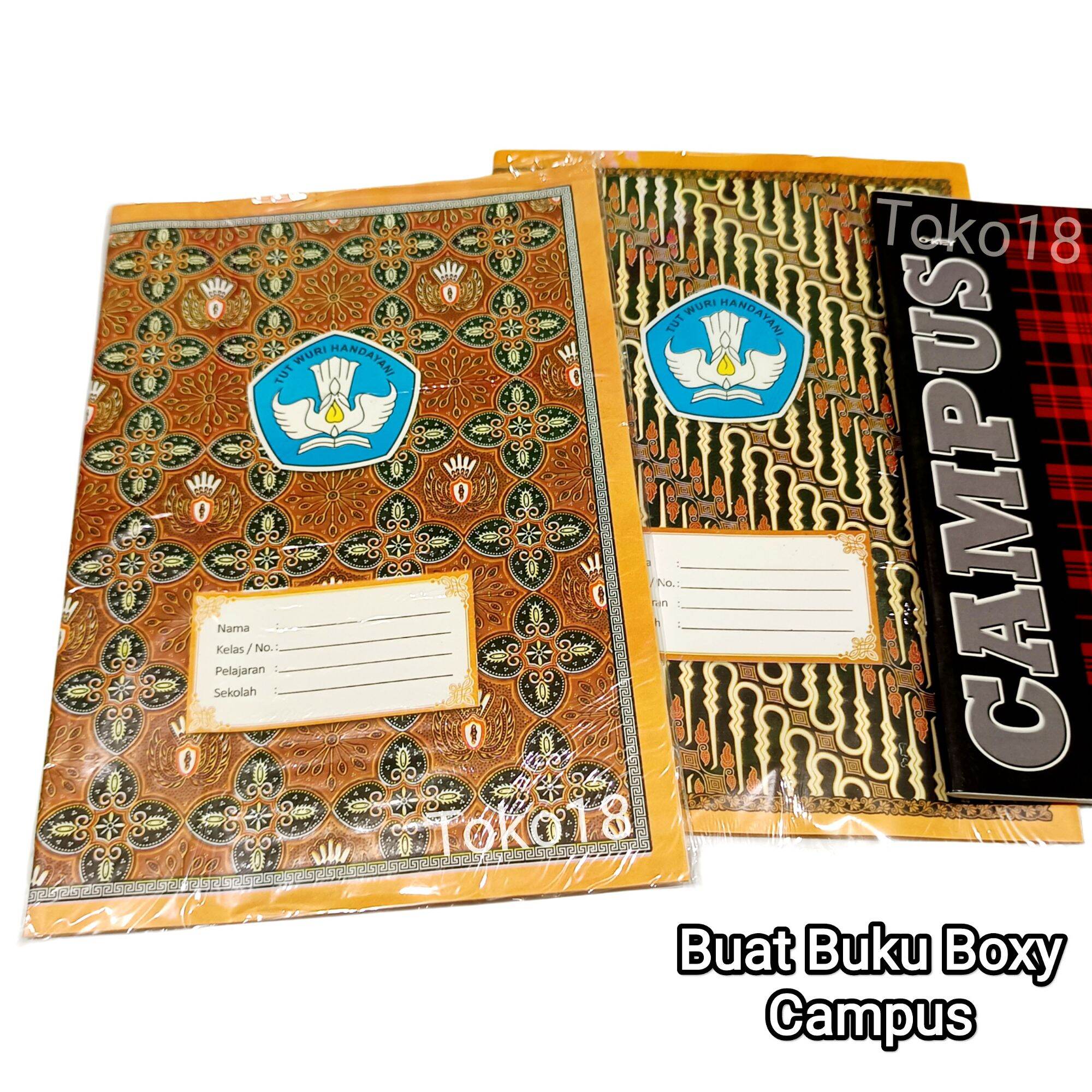 1 Pak Sampul Buku Boxy Campus Batik (Isi 20 Lembar)