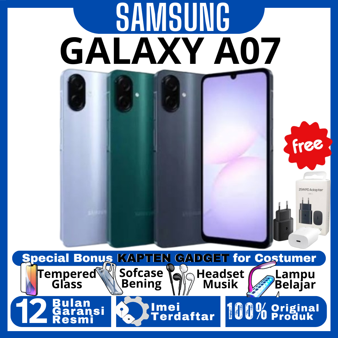 Samsung Galaxy A07 4/64Gb - 4/128Gb - 6/128Gb - 8/256Gb Ram Upto 16Gb 100% New Original Official Guarantee Harga  1,449,000 Ringgit*Penghantaran Percuma