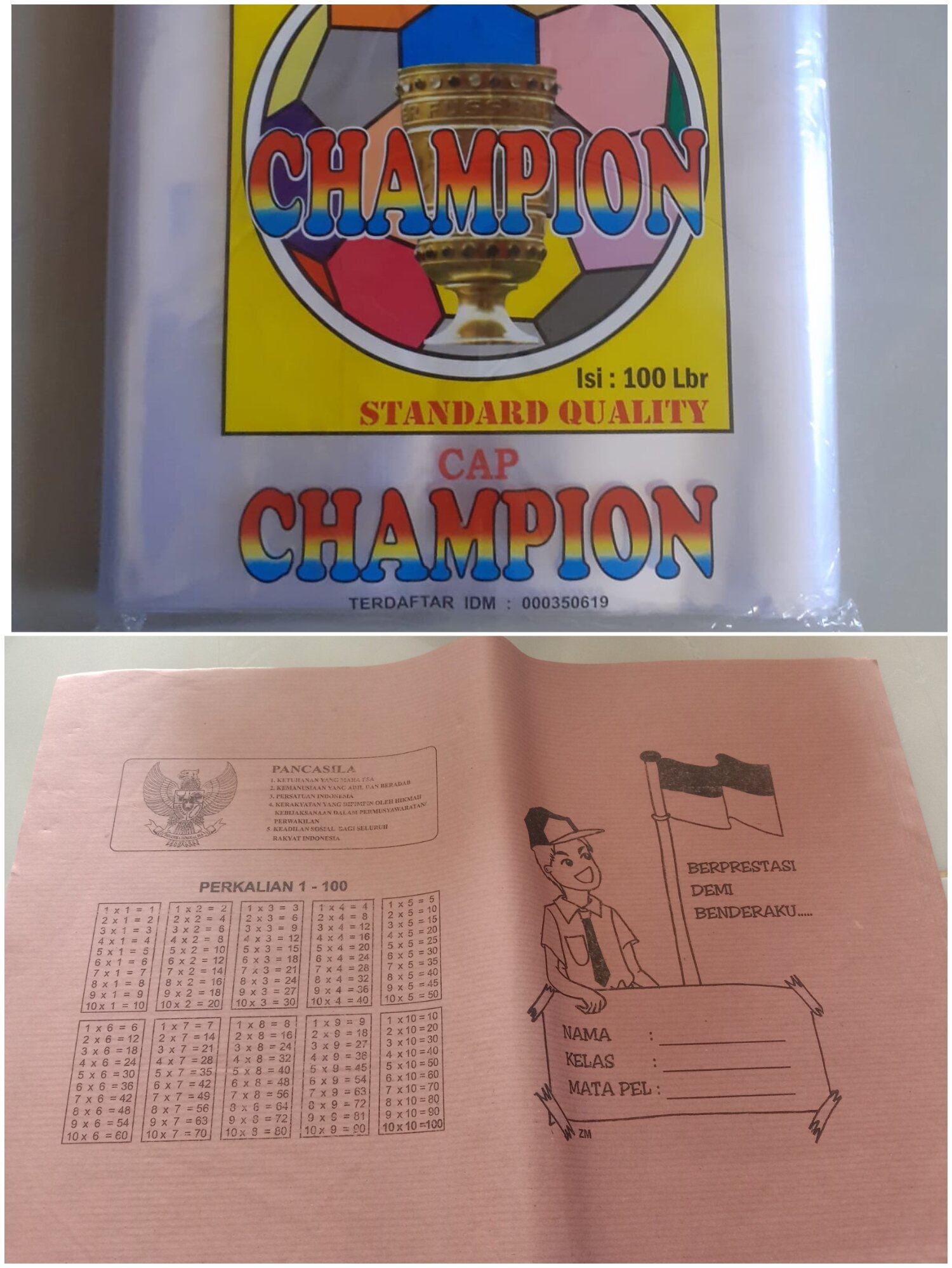 SAMPUL PLASTIK SAMPUL KERTAS BUKU SIDU DAN VISION 1 PACK ISI 100PCS