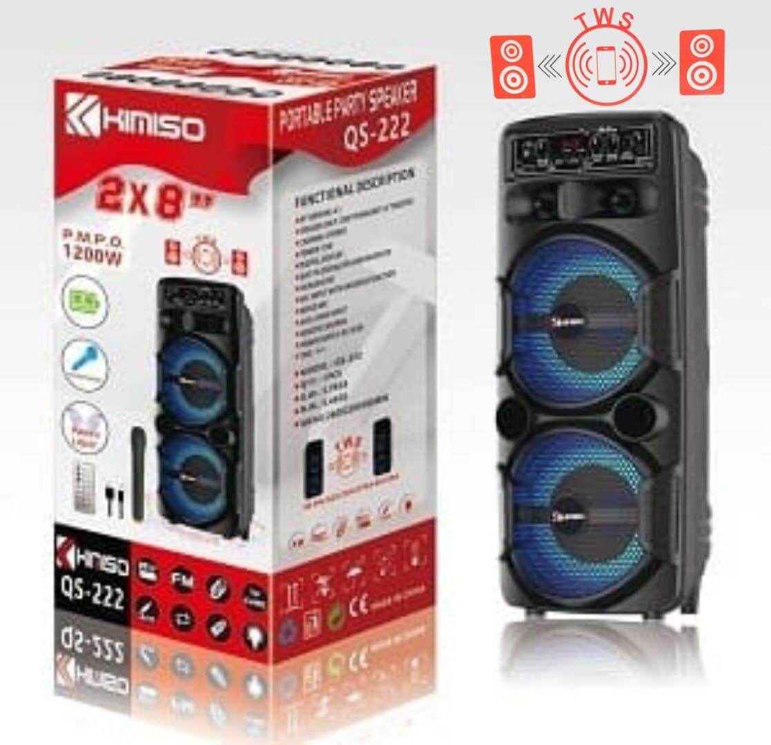KIMISO QS222 Speaker Bluetooth Karaoke 16 Inchi Free MICROPHONE Kabel