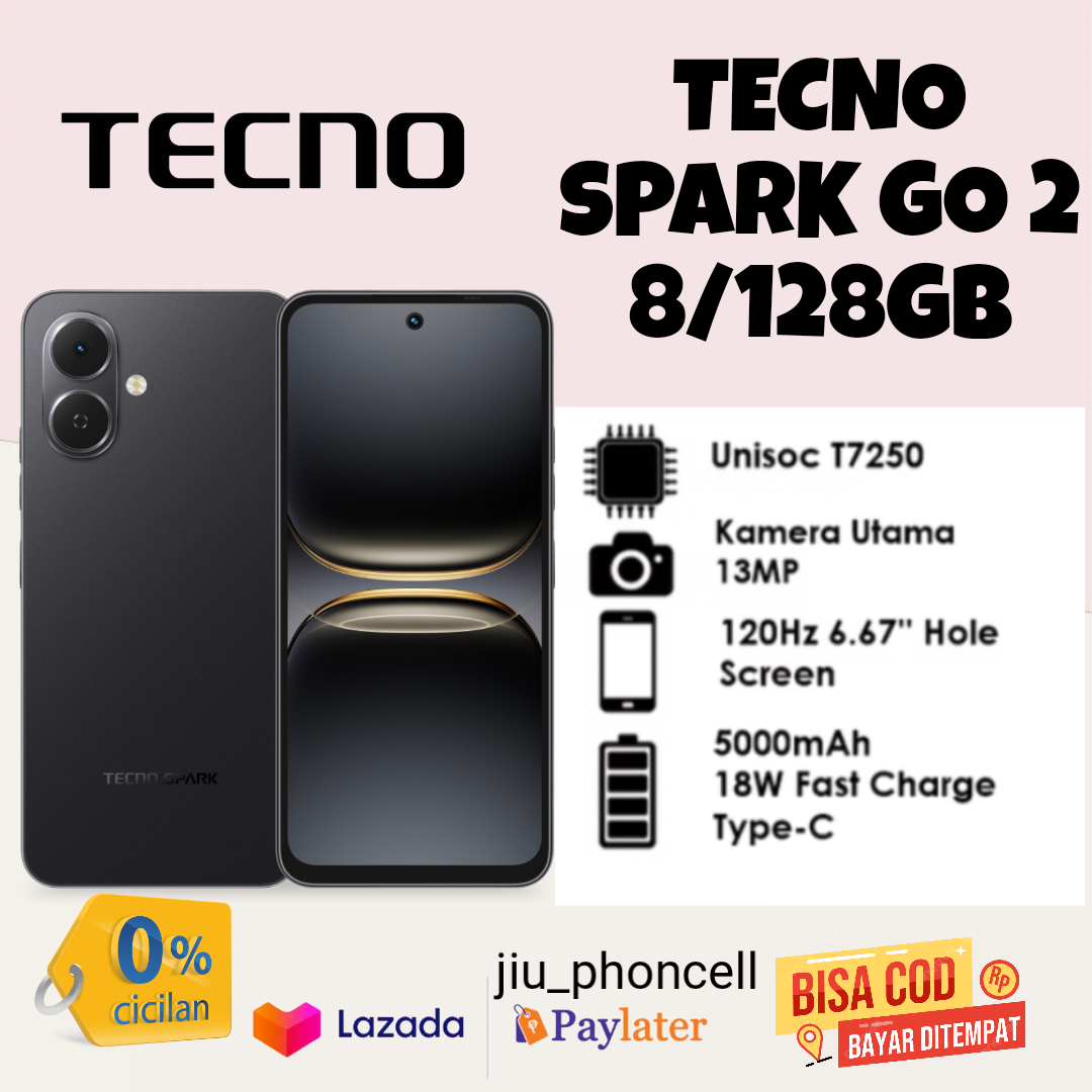 Tecno Spark Go 2, Unisoc Tiger T7250, Official 1 Year Warranty - Merek Tecno Harga 1,095,000 rupiah*Gratis Ongkir