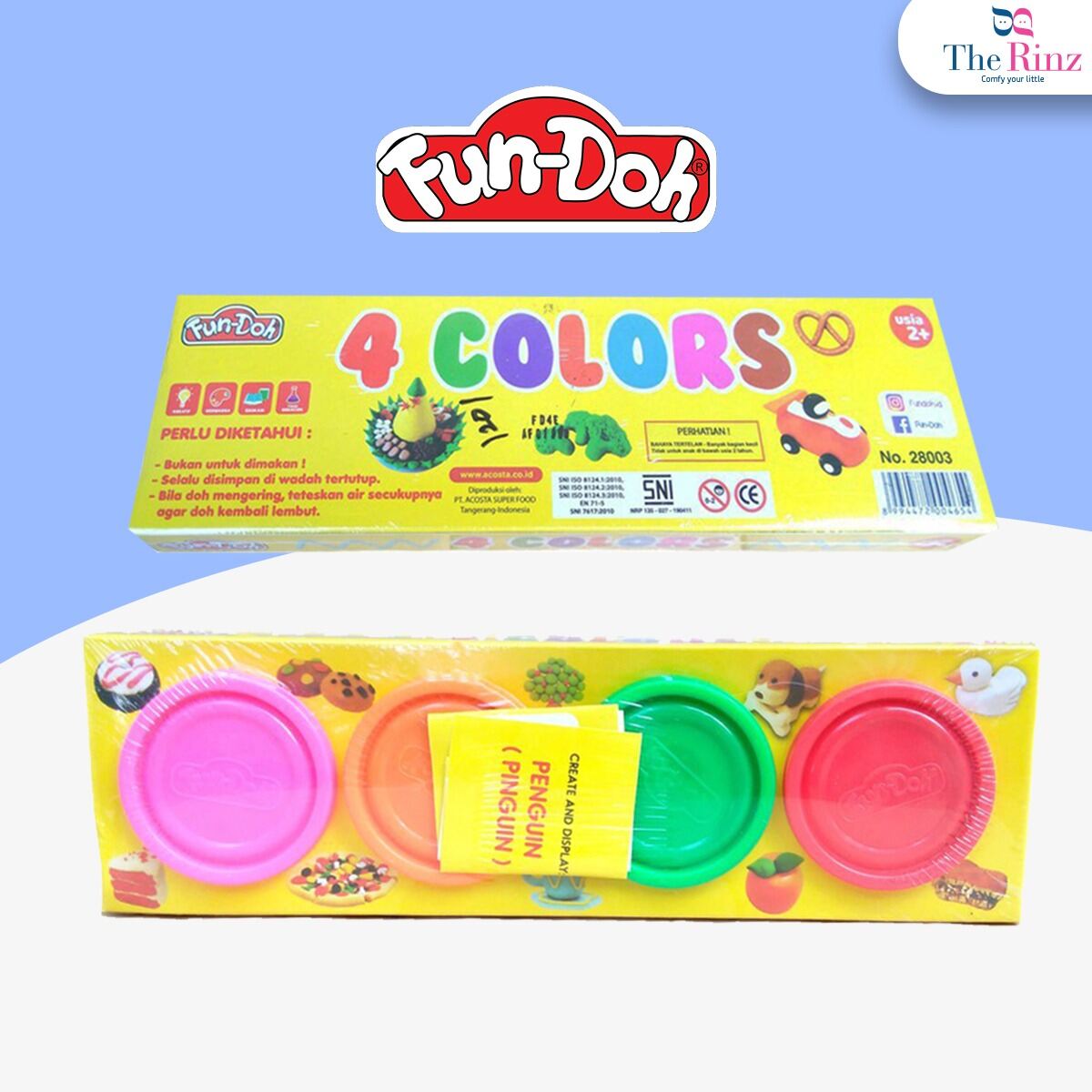 mainan lilin playdoh playdough Fundoh Combo 4 warna FREE cetakan tutup