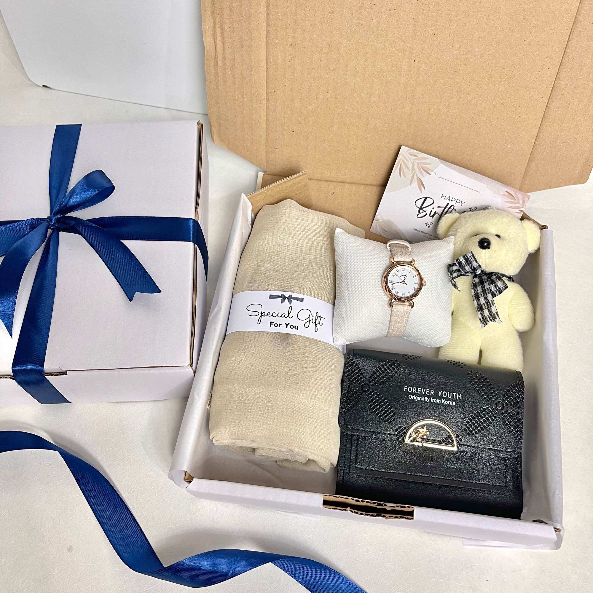 Hampers Jam Tangan Hijab dan Dompet / Kado Ulang Tahun / Giftbox Hampers