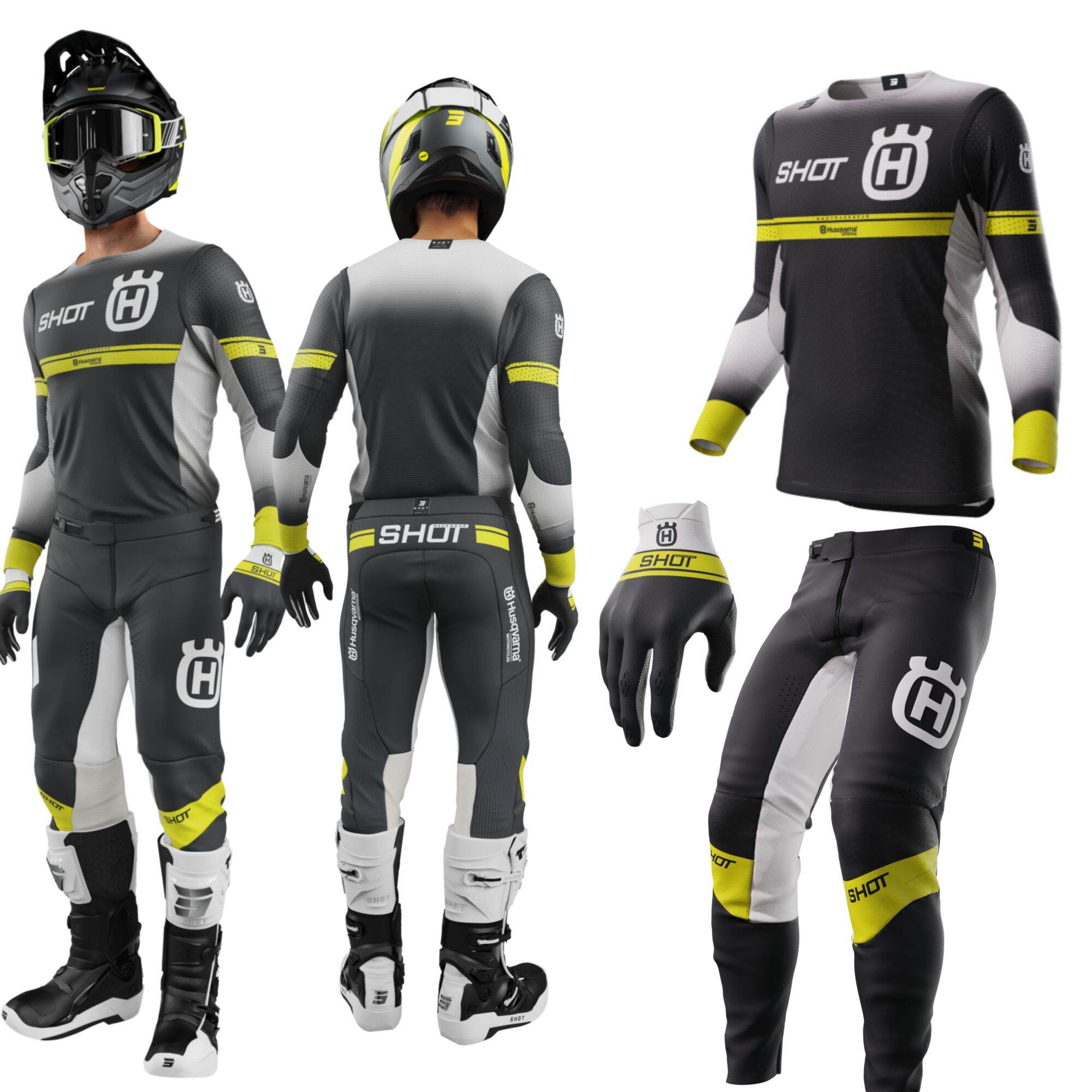 Aerolite Mx Completo Husqvarna Cross Jersey Set Pants Glove Shot