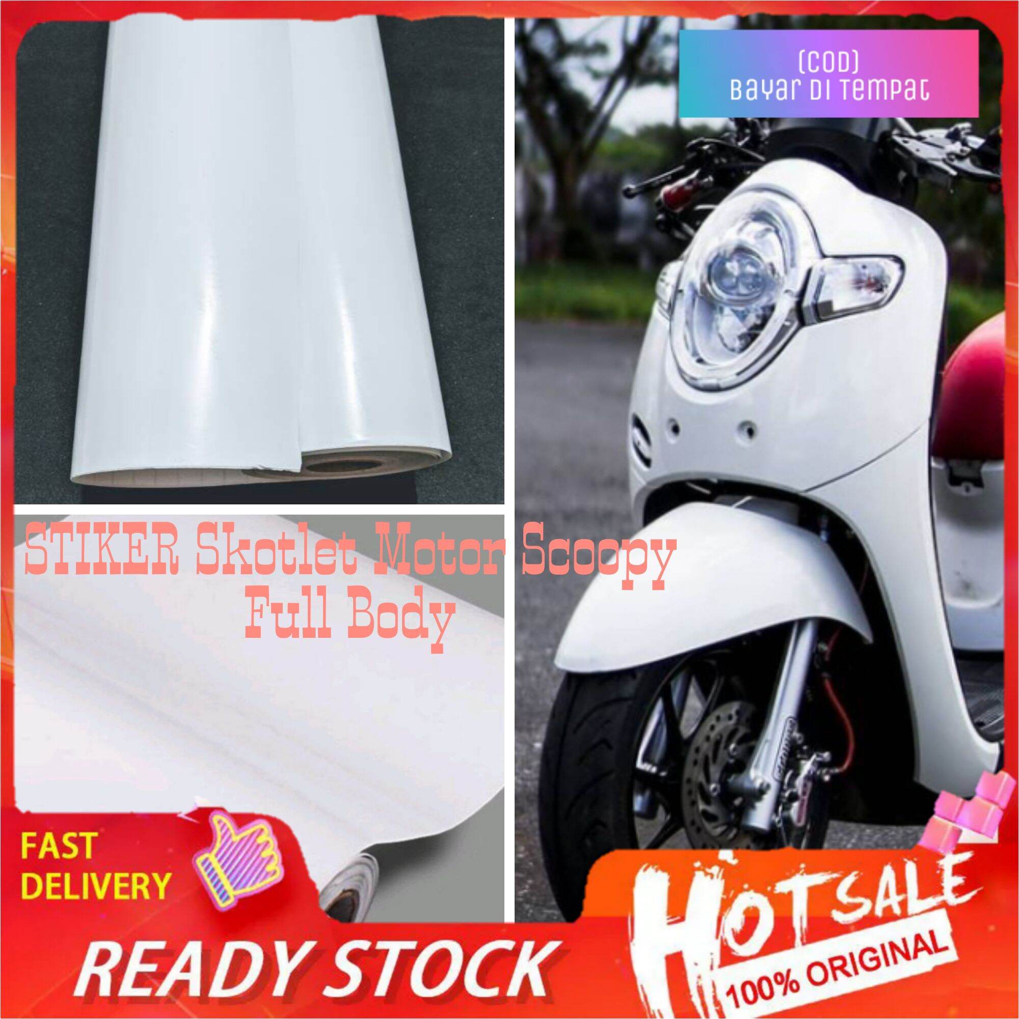 Stiker Skotlet Motor Scoopy Fi Sporty Full Body Skotlet Putih Glossy