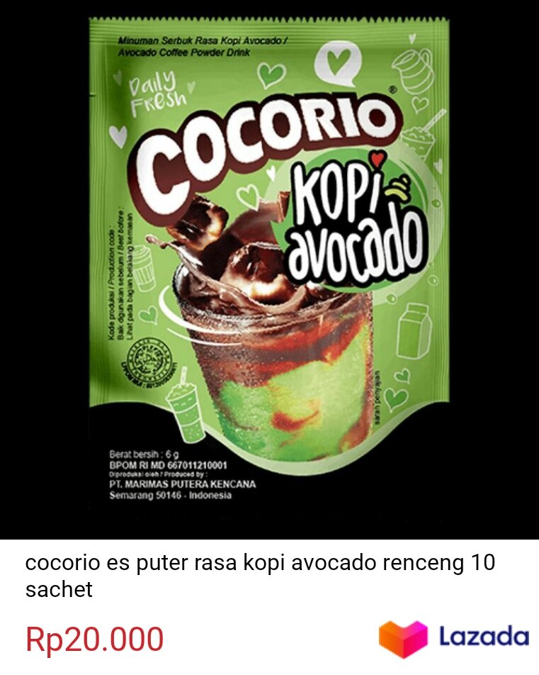 cocorio es putar rasa kopi avocado renceng 10 sachet Lazada Indonesia