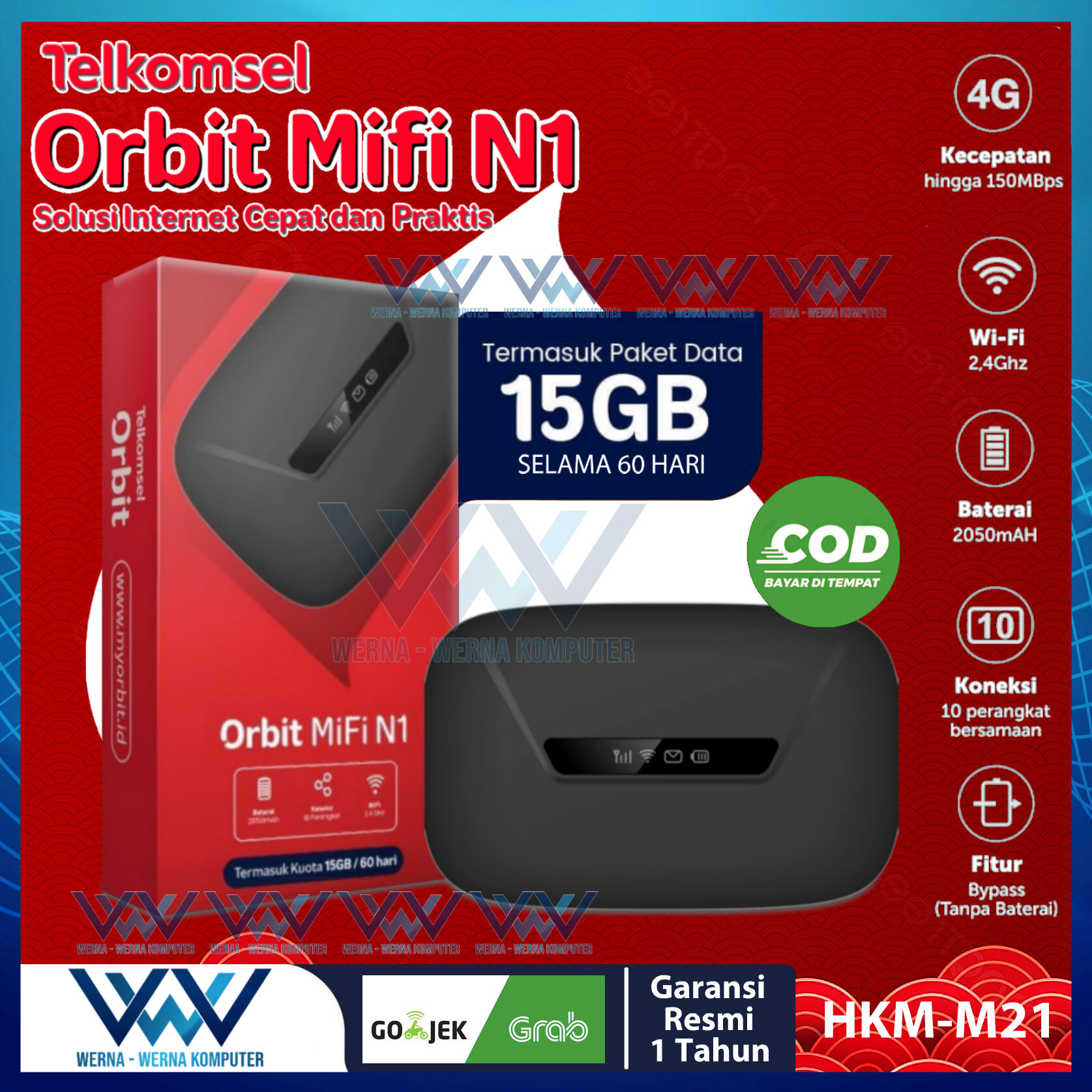 Telkomsel Orbit MiFi N1 Portable Modem WiFi 4G HighSpeed Bonus Data ...