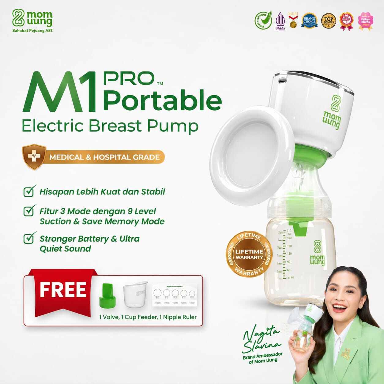 Mom Uung M1 Pro Portable Electric Breast Pump - Pompa Asi Elektrik