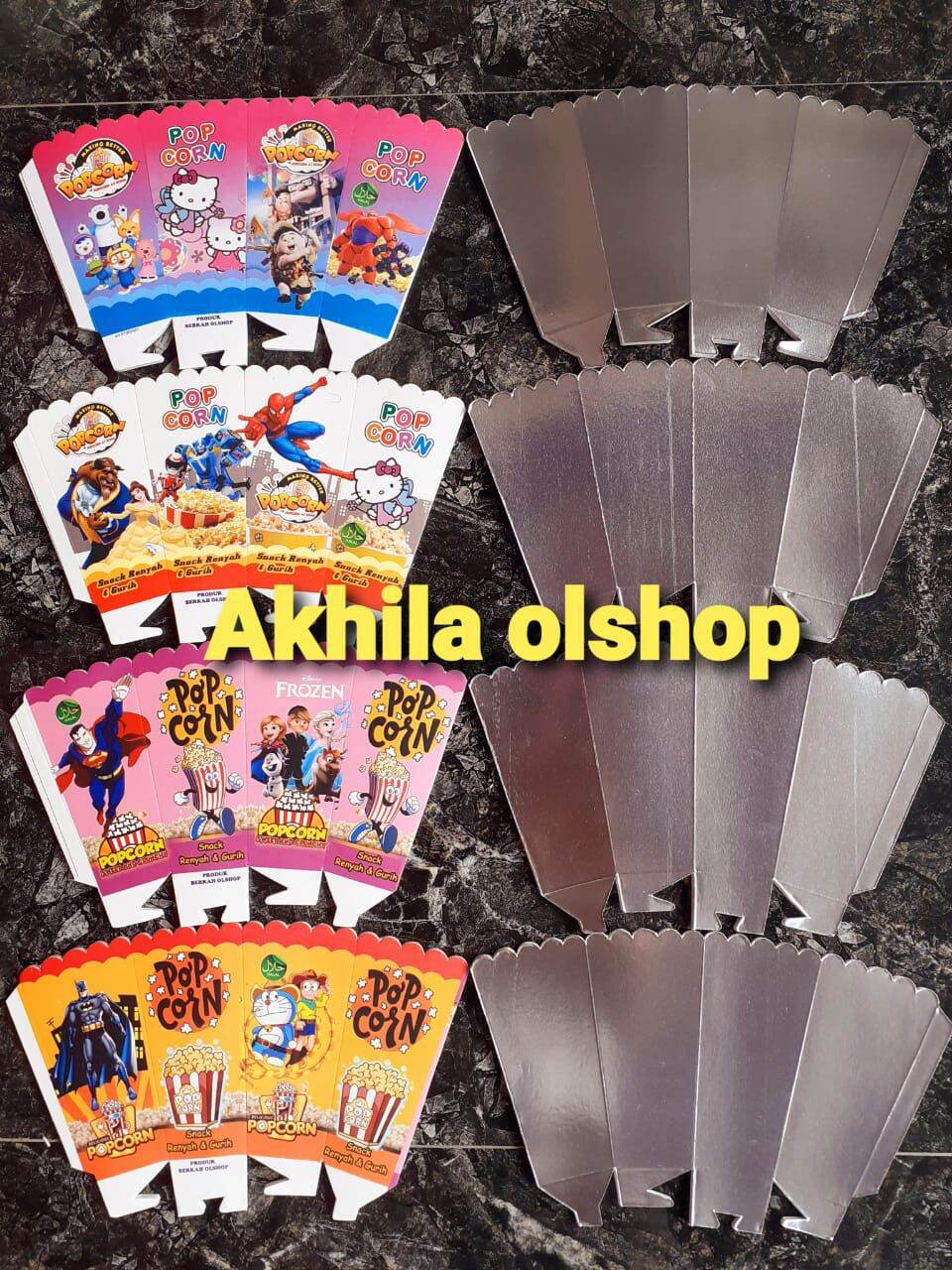 kertas popcorn / paket kertas popcorn + plastik / kemasan jagung ...