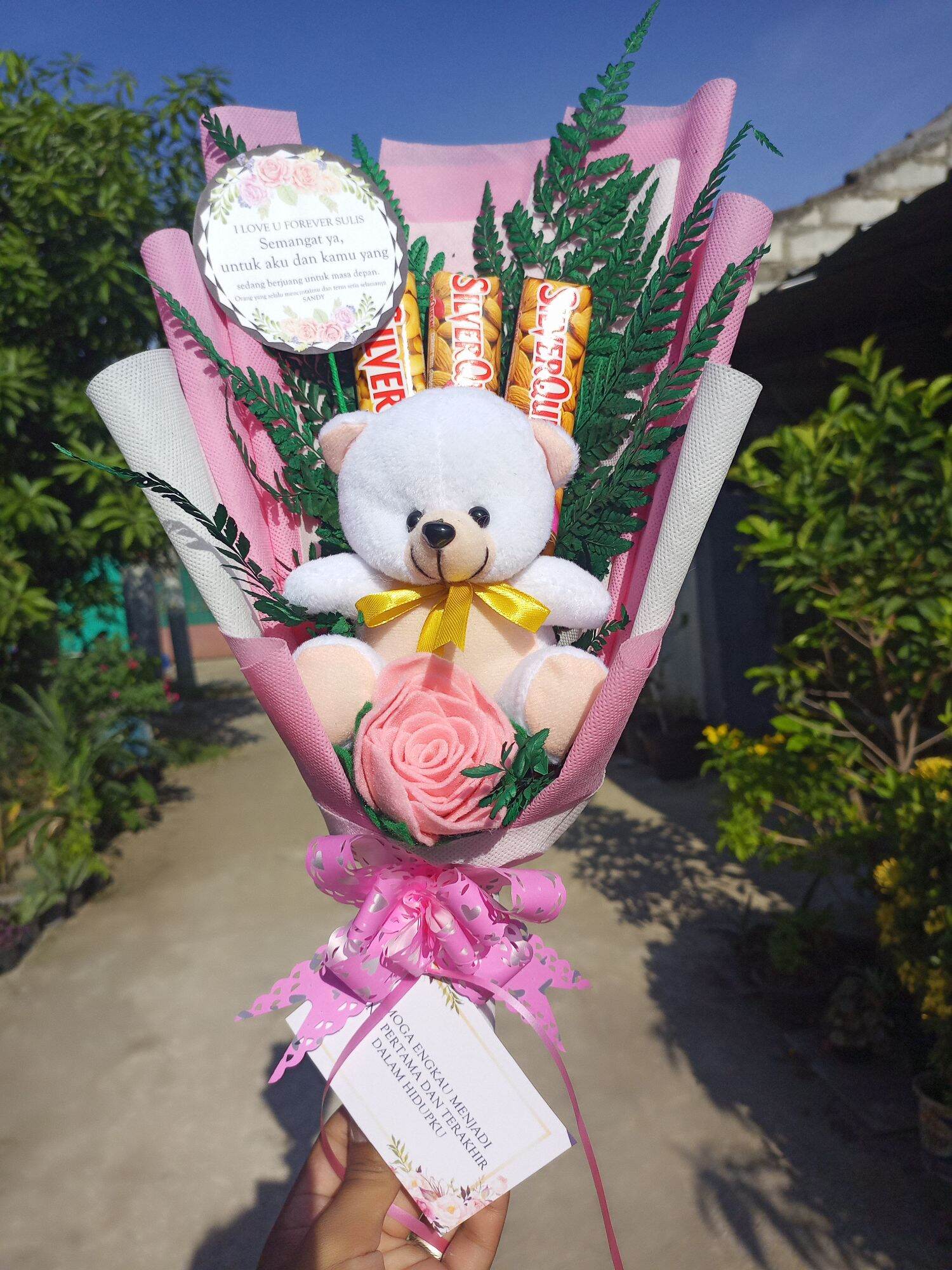3 Pcs Chocolate Doll Bouquet / hadiah for Girlfriend / Chocolate Doll buket bunga
