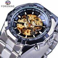 FORSINING SILVER HITAM GOLD jam tangan mekanik automatis