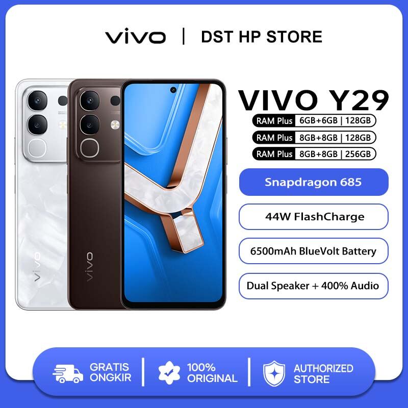 [Official Store]Vivo Y29 NFC RAM 8GB + 8GB extended rom 256GB Vivo newest 2025 official warranty can cod Harga 2,099,000 rupiah*Gratis Ongkir